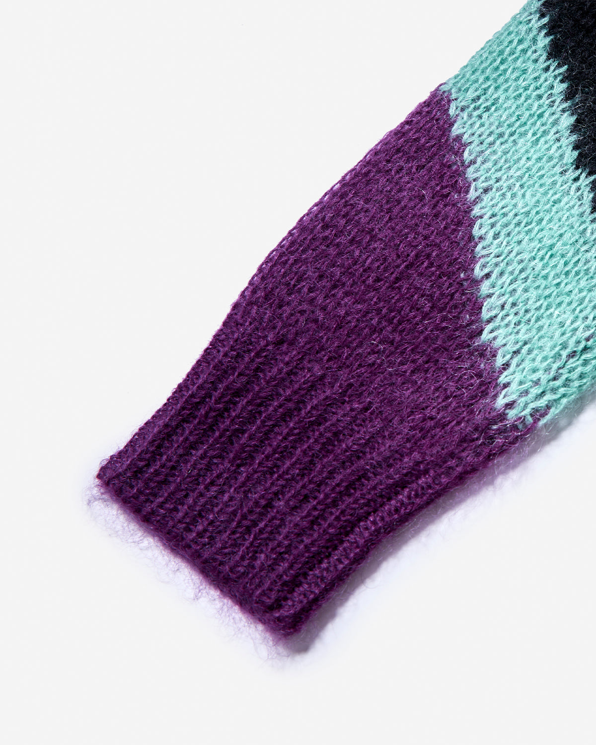 Multi Colour Mohair Cardigan - Purple x Emerald x Black