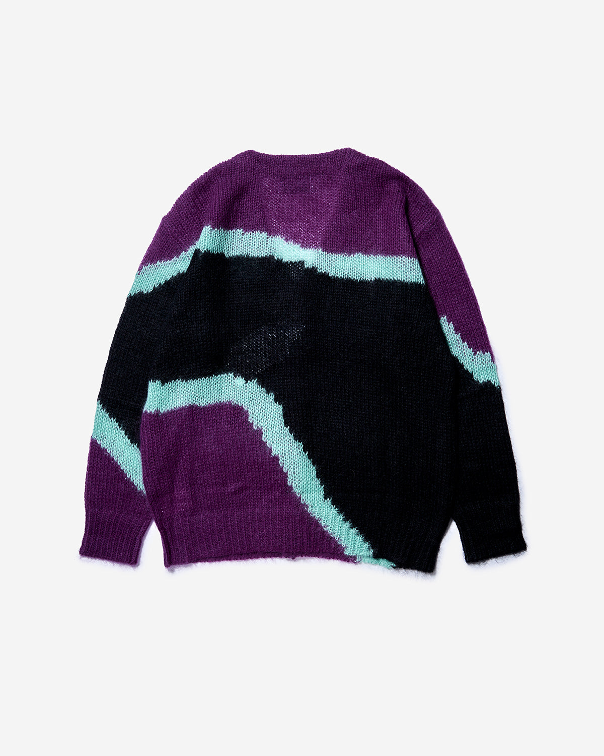 Multi Colour Mohair Cardigan - Purple x Emerald x Black