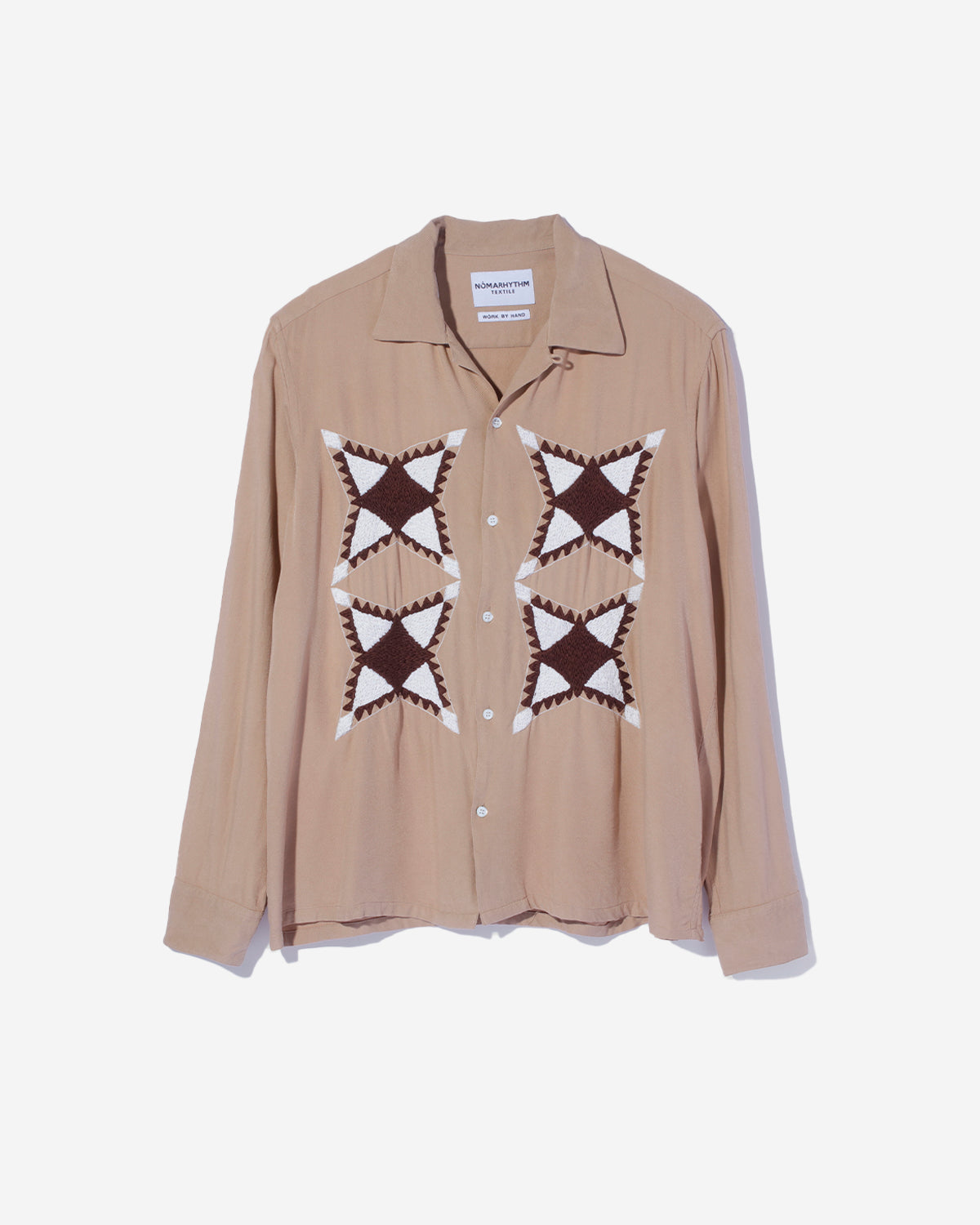 Quilt Embroidery Shirt - Lt Beige
