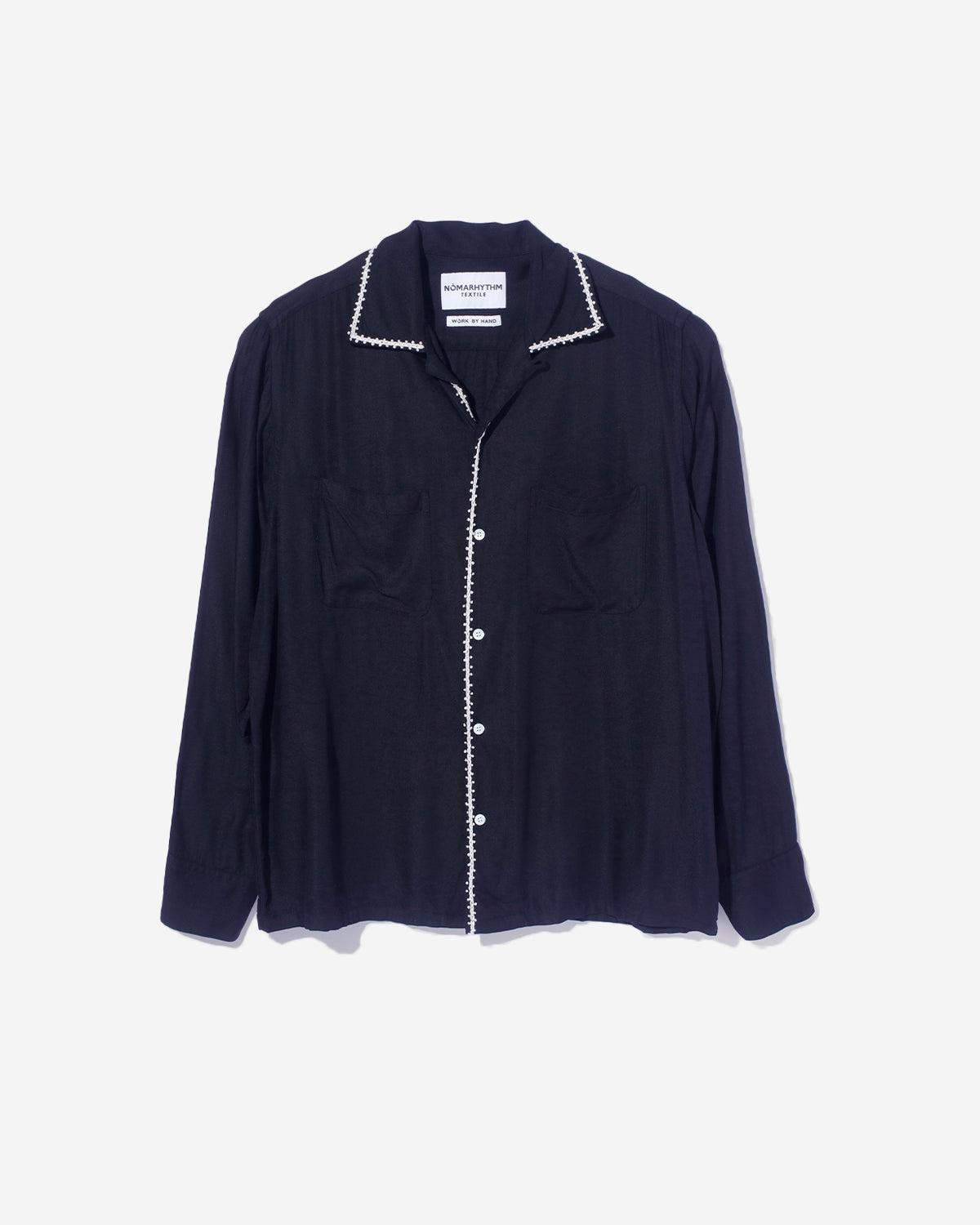 Trim Embroidery Shirt - Black