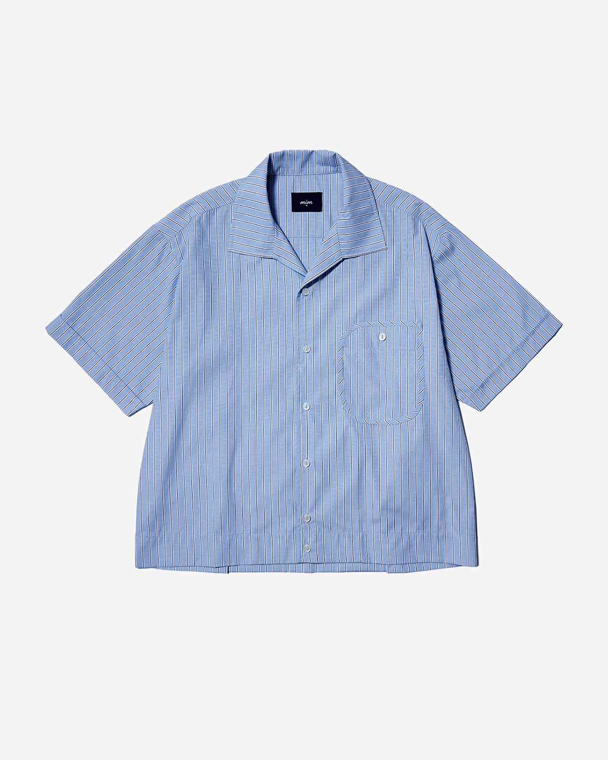Comet - Fake Linen Shark Collar Shirt - Blue Stripe