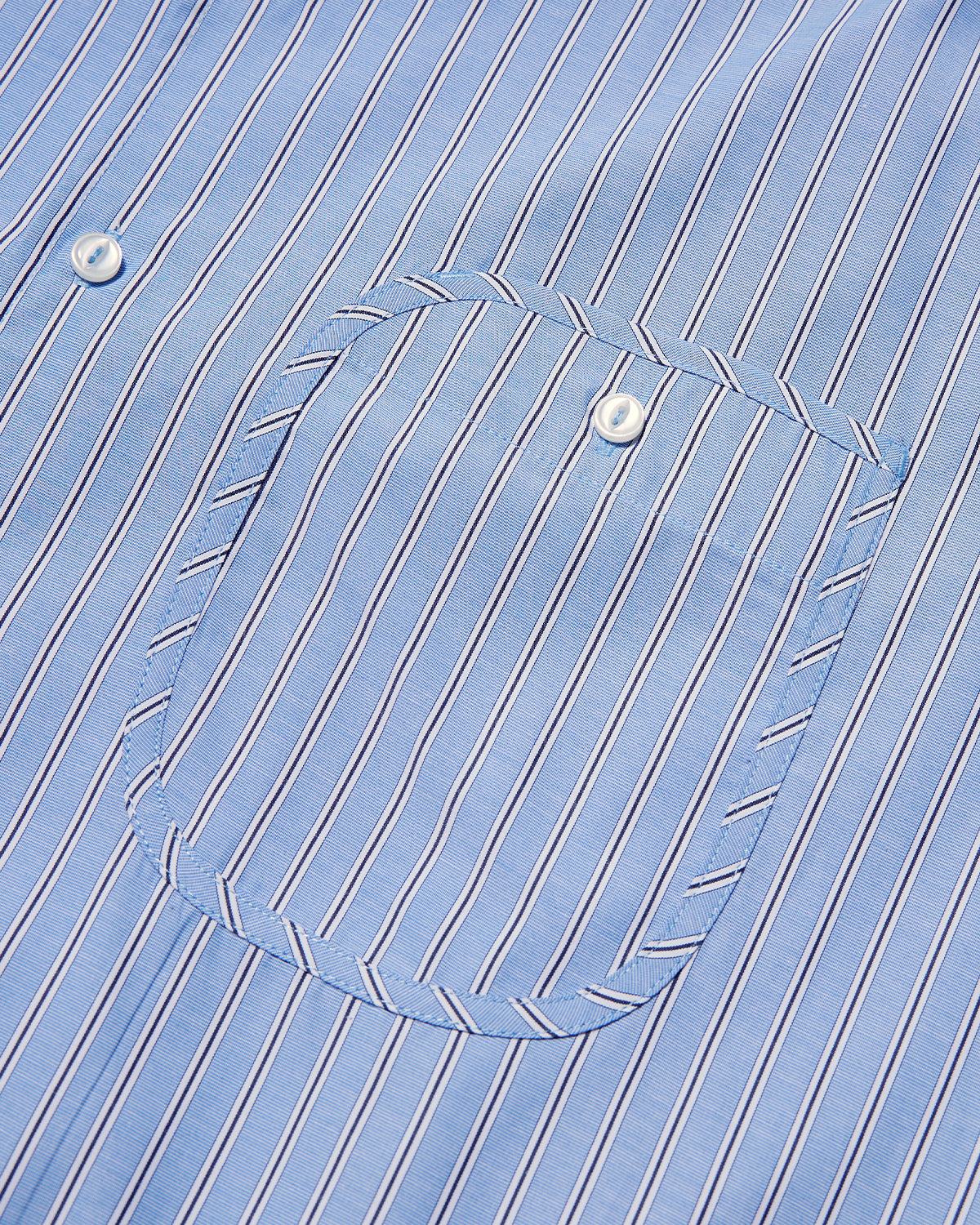 Comet - Fake Linen Shark Collar Shirt - Blue Stripe