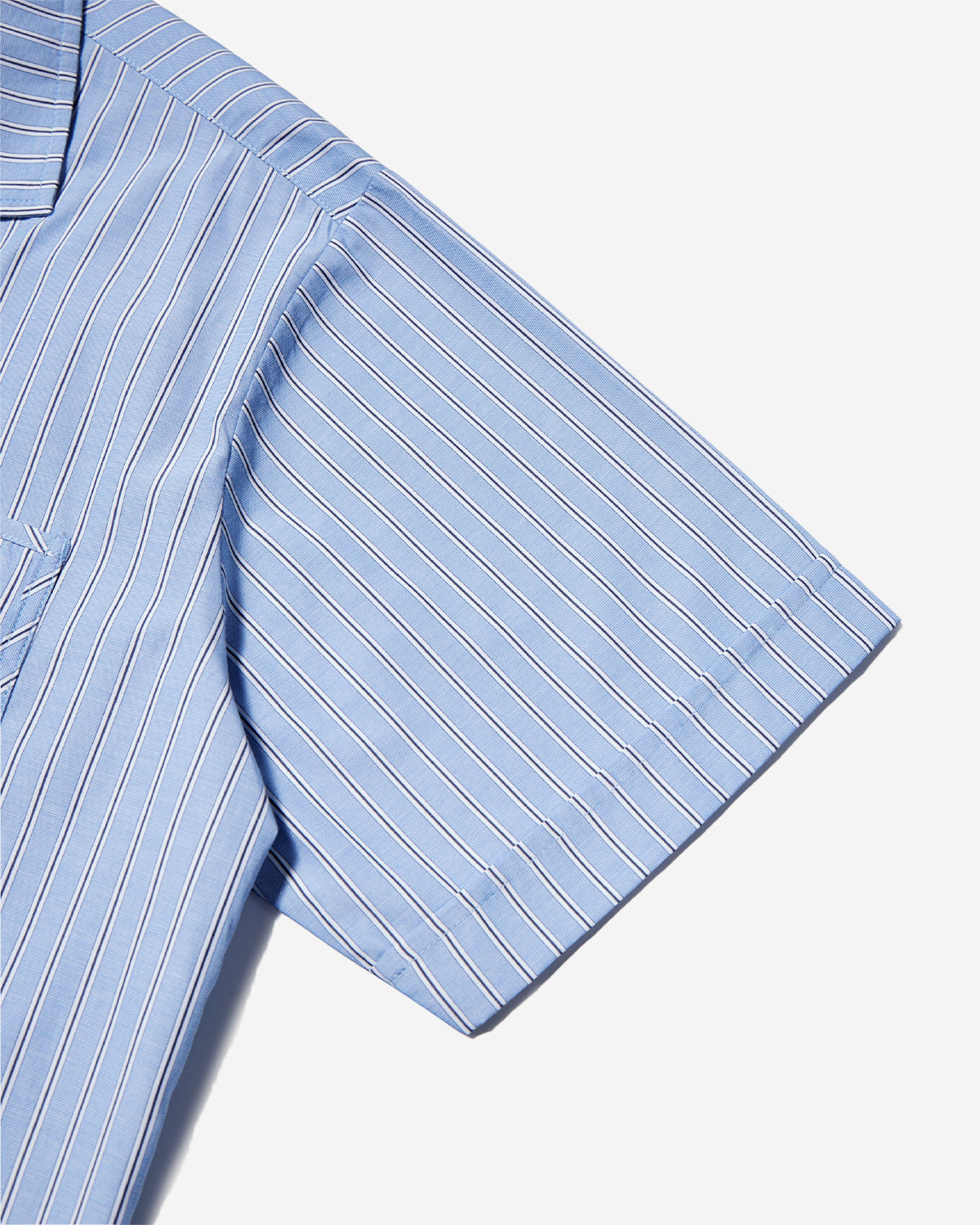 Comet - Fake Linen Shark Collar Shirt - Blue Stripe