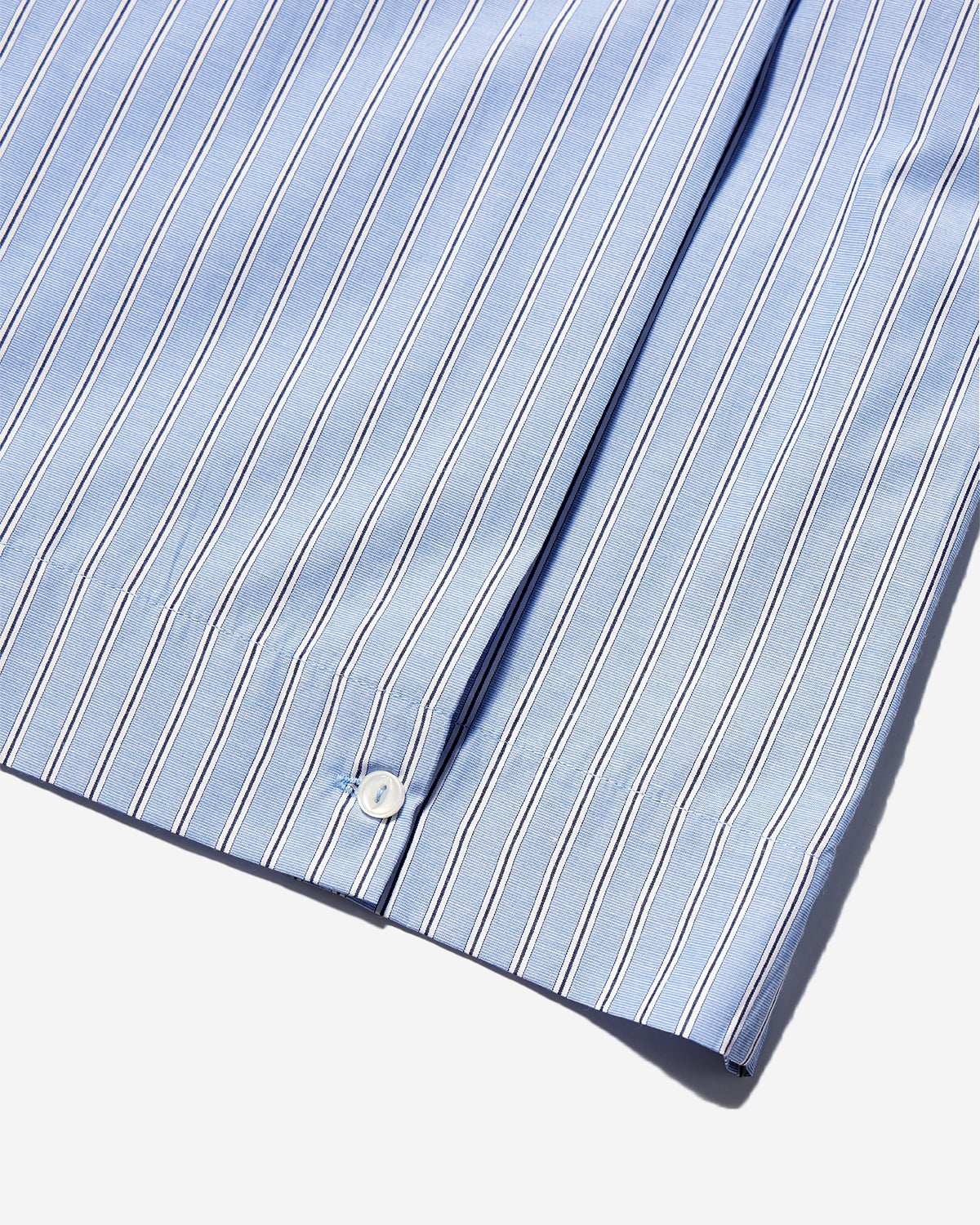 Comet - Fake Linen Shark Collar Shirt - Blue Stripe