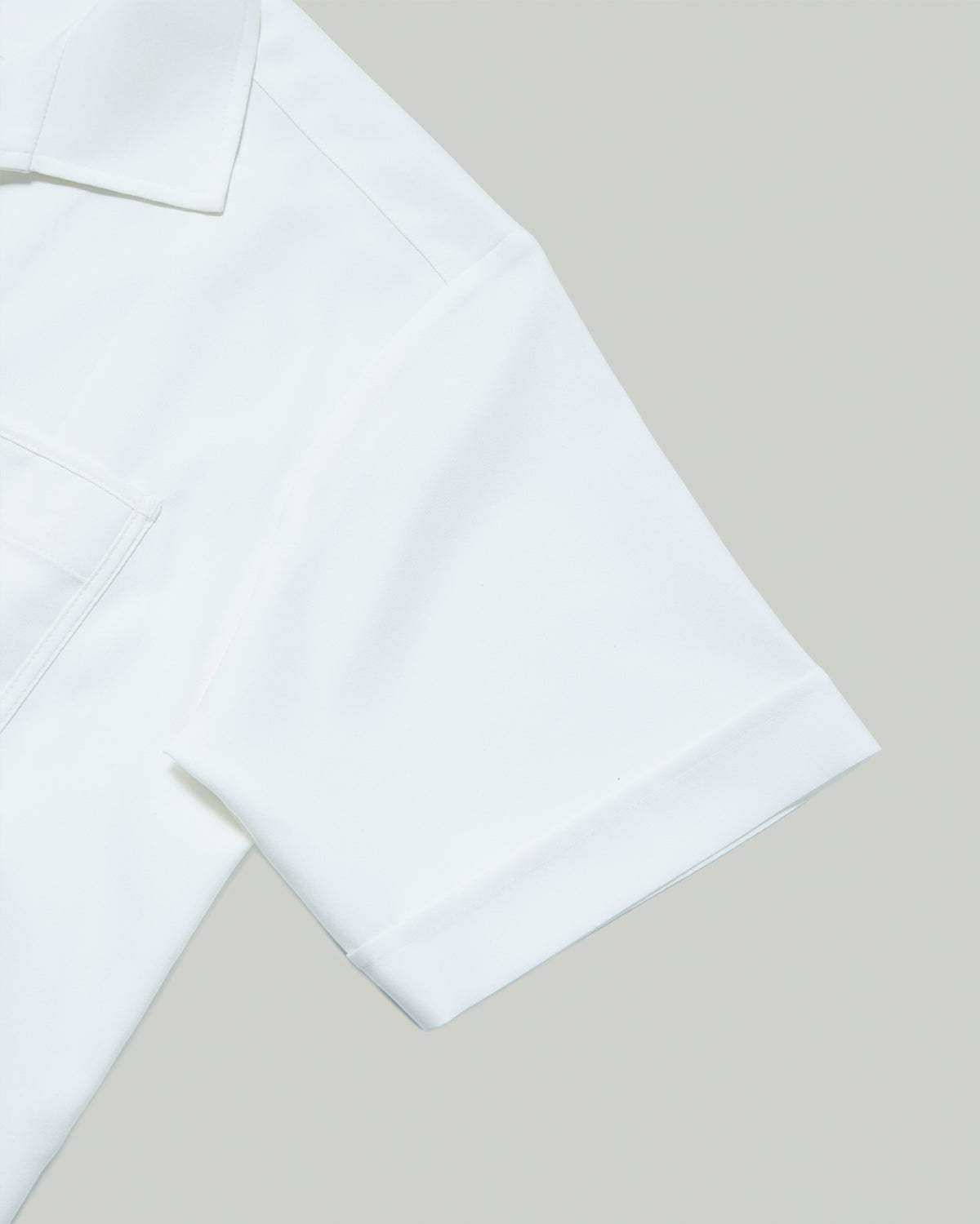 Comet Shirt - Fake Linen Shark Collar Shirt - White