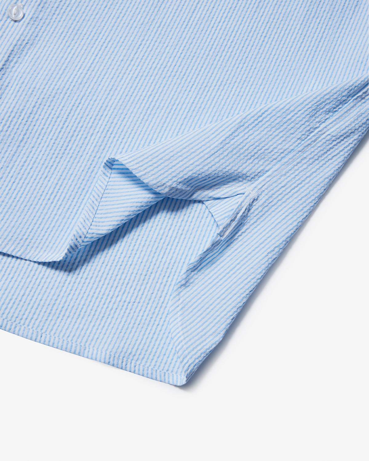 Philip - Seersucker Button-Down Long Sleeve Shirt - Blue Stripe