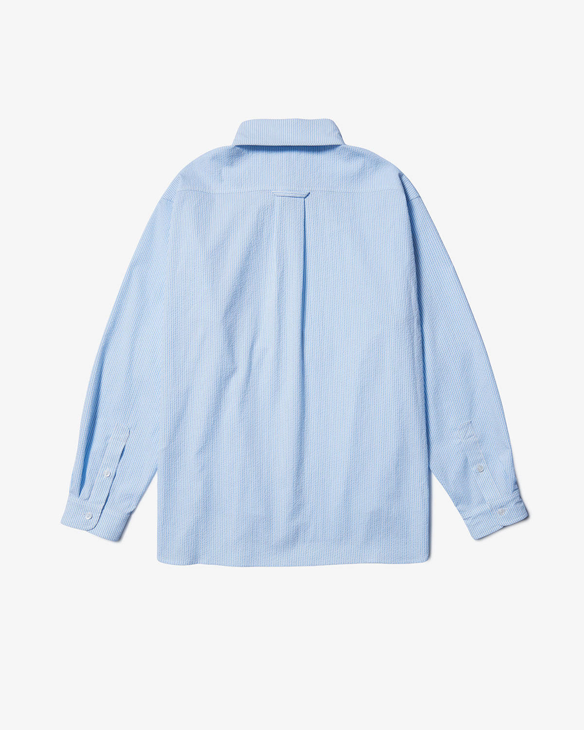 Philip - Seersucker Button-Down Long Sleeve Shirt - Blue Stripe