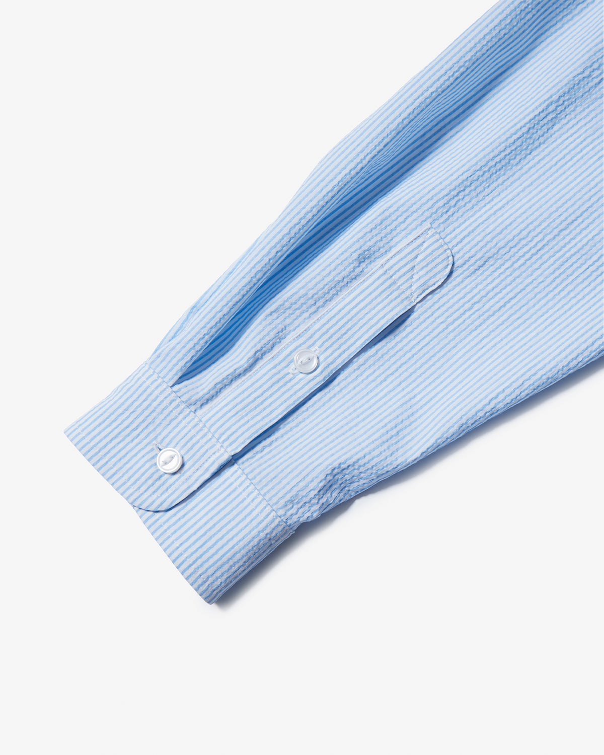 Philip - Seersucker Button-Down Long Sleeve Shirt - Blue Stripe