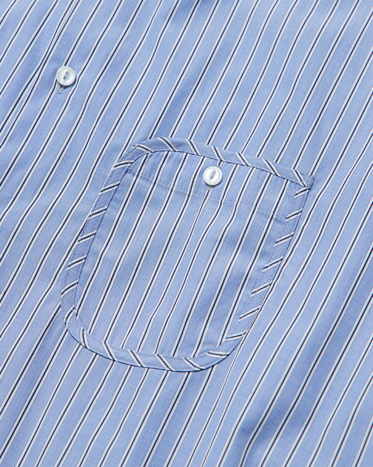 Henry - Oversized Band Collar Shirt - Blue Stripe