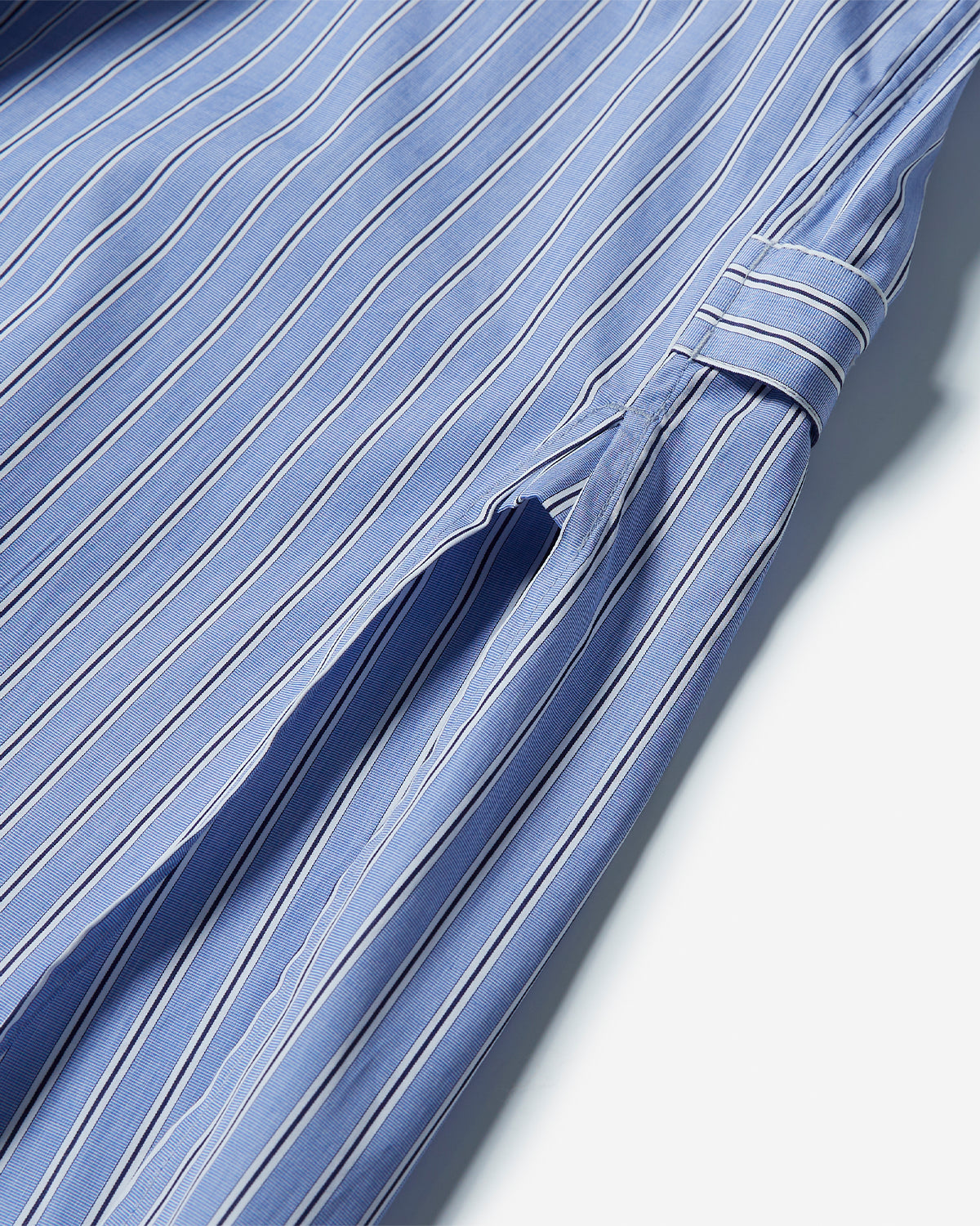Henry - Oversized Band Collar Shirt - Blue Stripe