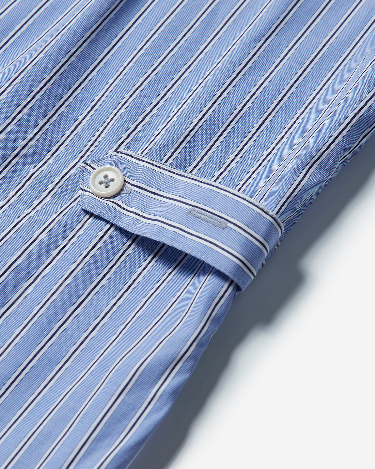 Henry - Oversized Band Collar Shirt - Blue Stripe
