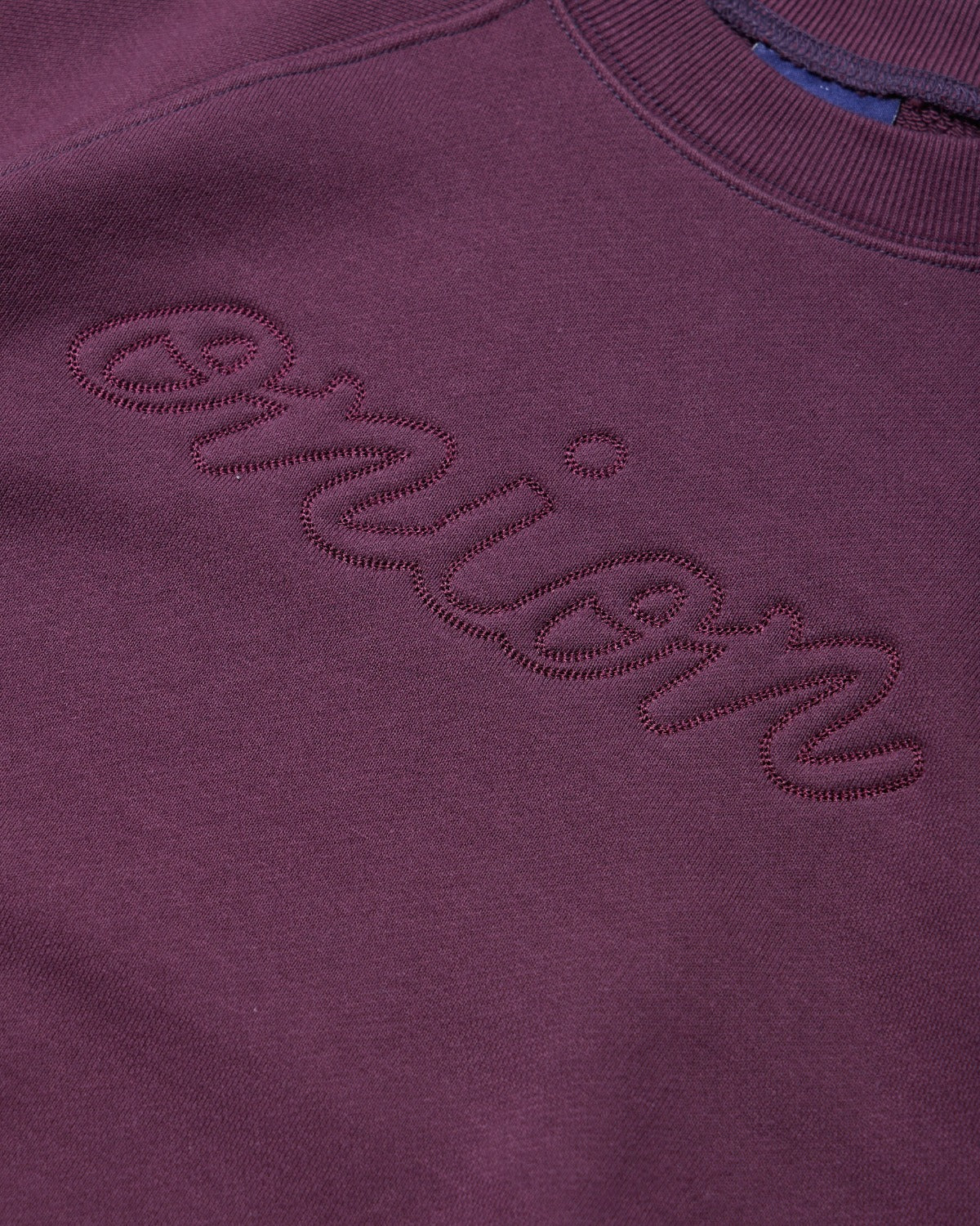 Short Sleeve Sweatshirt - Logo Chain Stitch - Eggplant