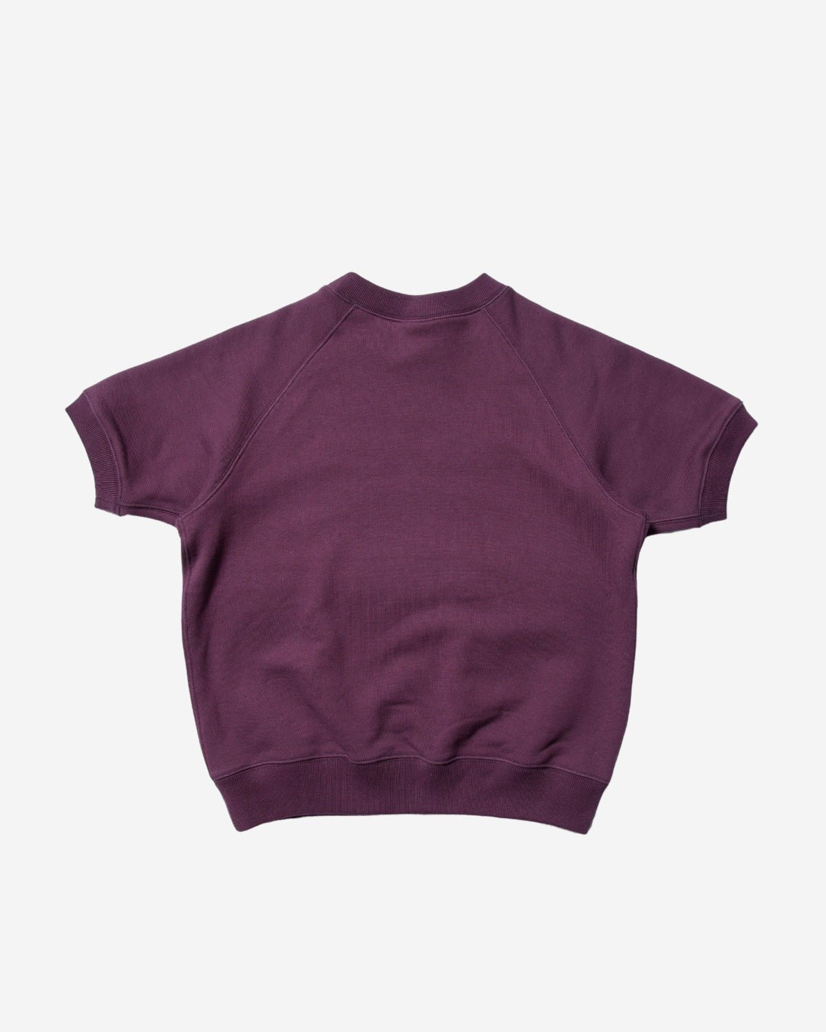 Short Sleeve Sweatshirt - Logo Chain Stitch - Eggplant