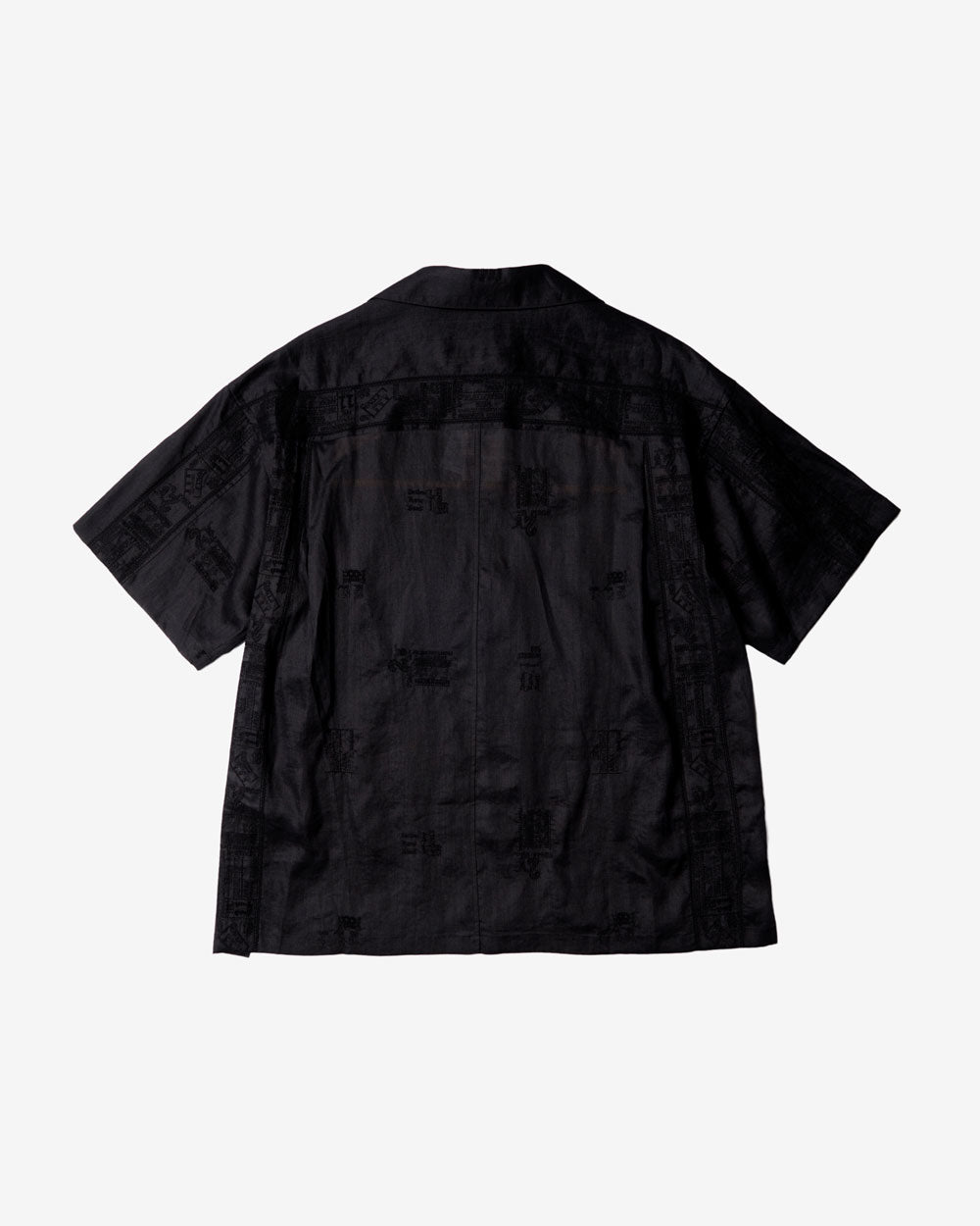 Embroidery Voile Halfsleeve Shirt - Black