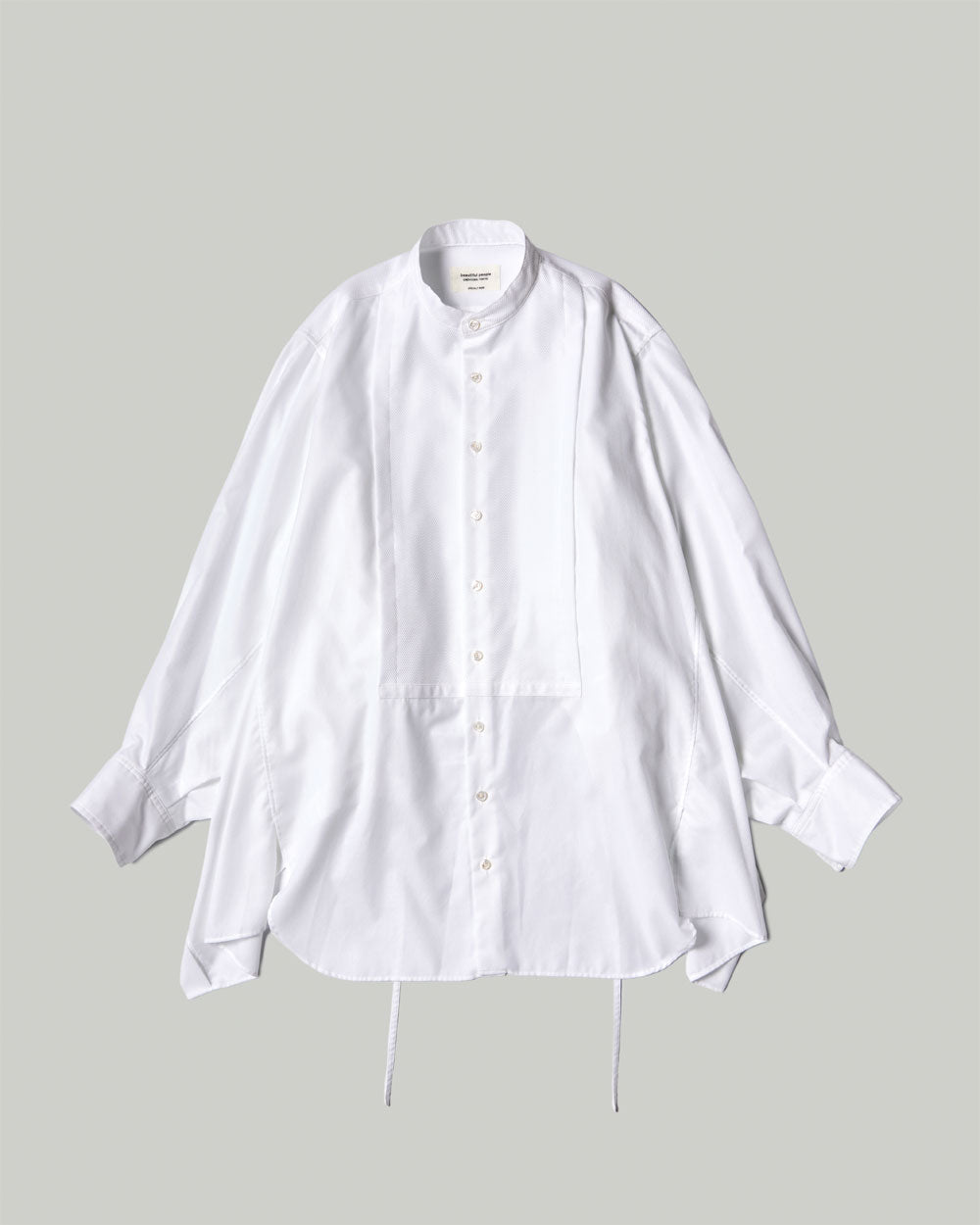 Double-End Leno Cloth Tuxedo Blouse - White