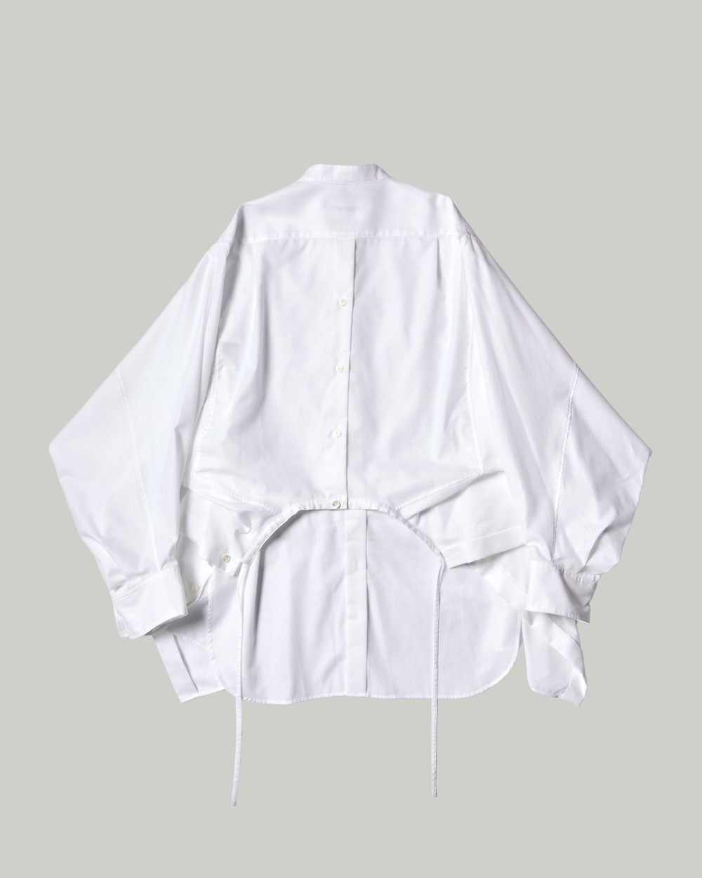 Double-End Leno Cloth Tuxedo Blouse - White