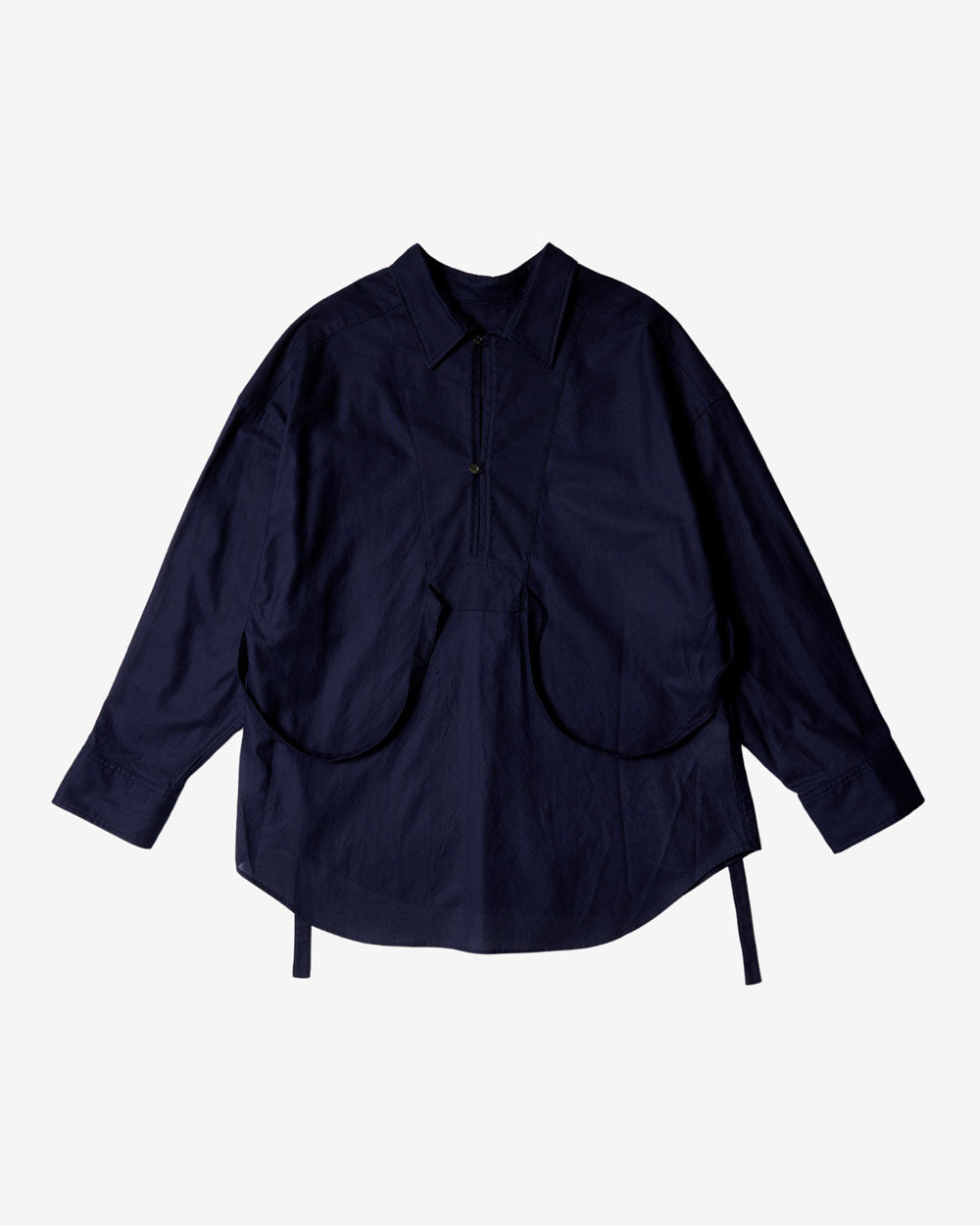 Leno Cloth Fisherman Dress Shirt - Navy