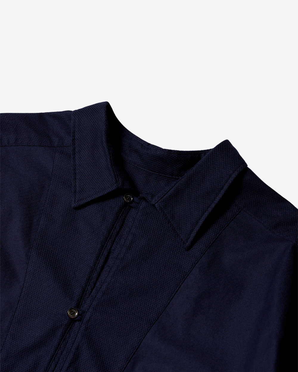 Leno Cloth Fisherman Dress Shirt - Navy