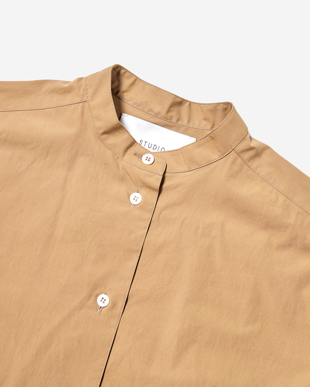 Lang - Powder Cotton Split Front Shirt - Almond