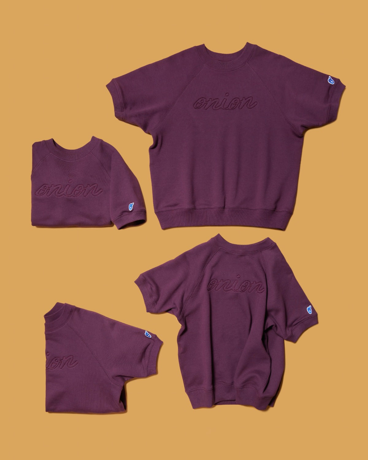 Short Sleeve Sweatshirt - Logo Chain Stitch - Eggplant