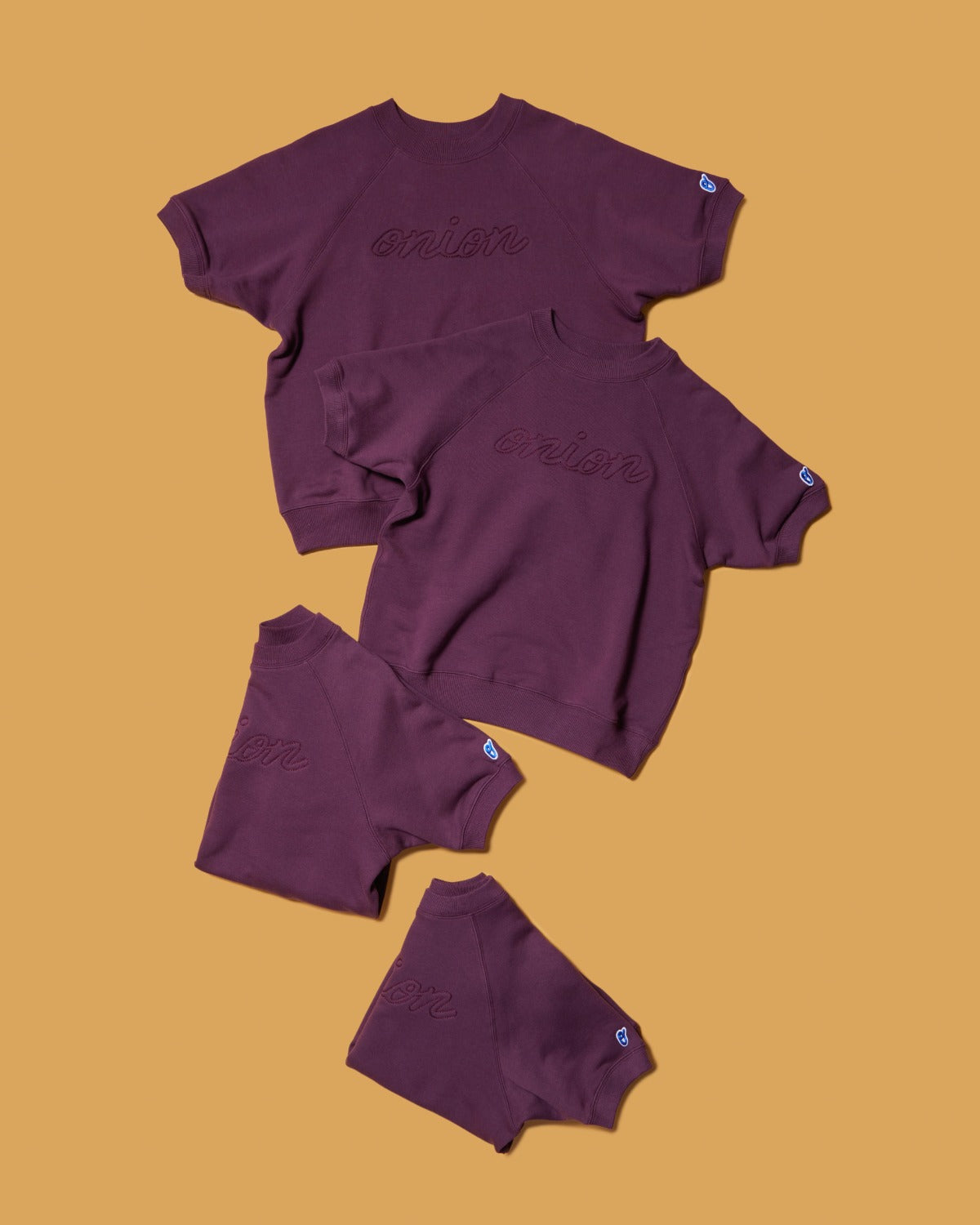 Short Sleeve Sweatshirt - Logo Chain Stitch - Eggplant