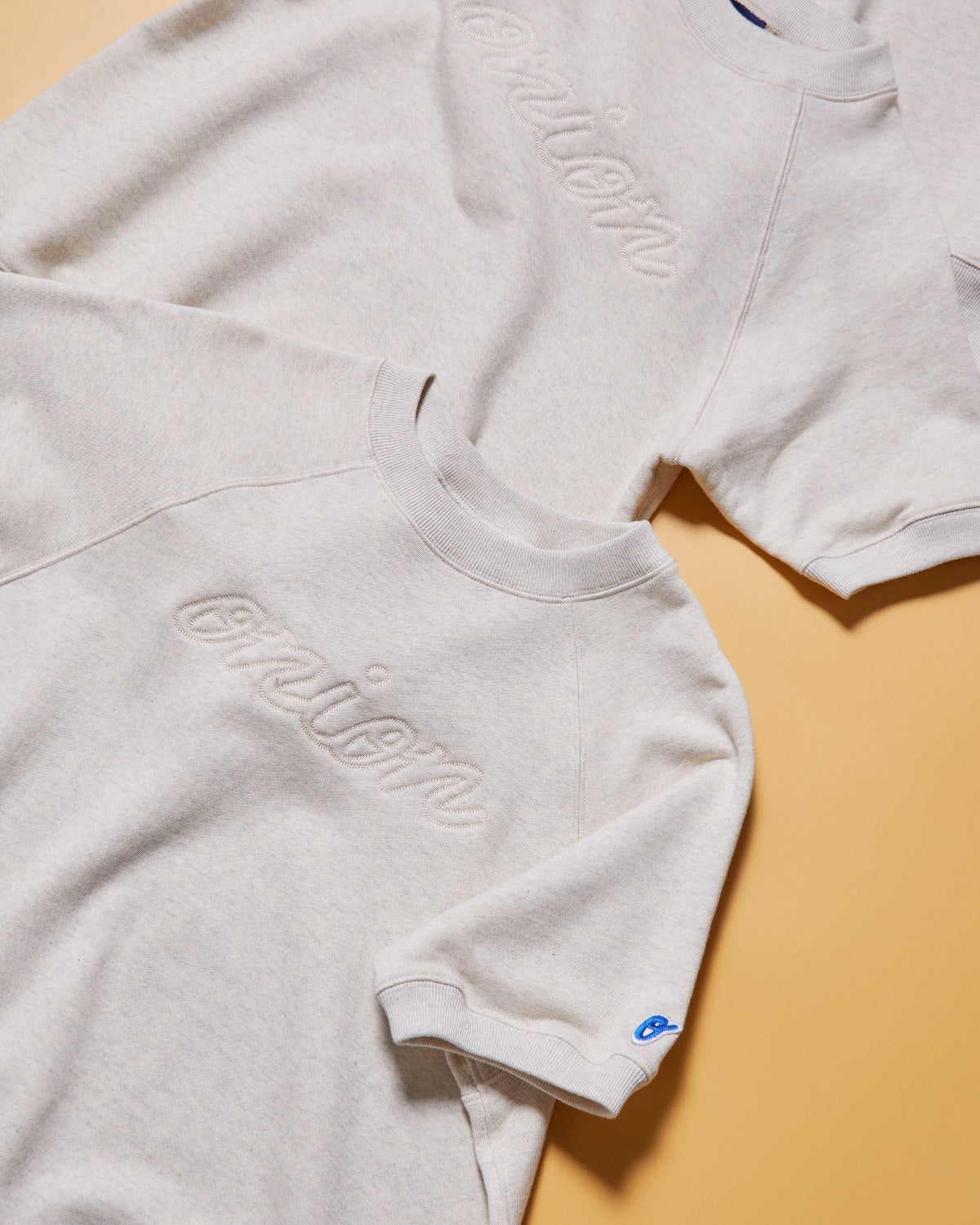 Short Sleeve Sweatshirt - Logo Chain Stitch - Oatmeal