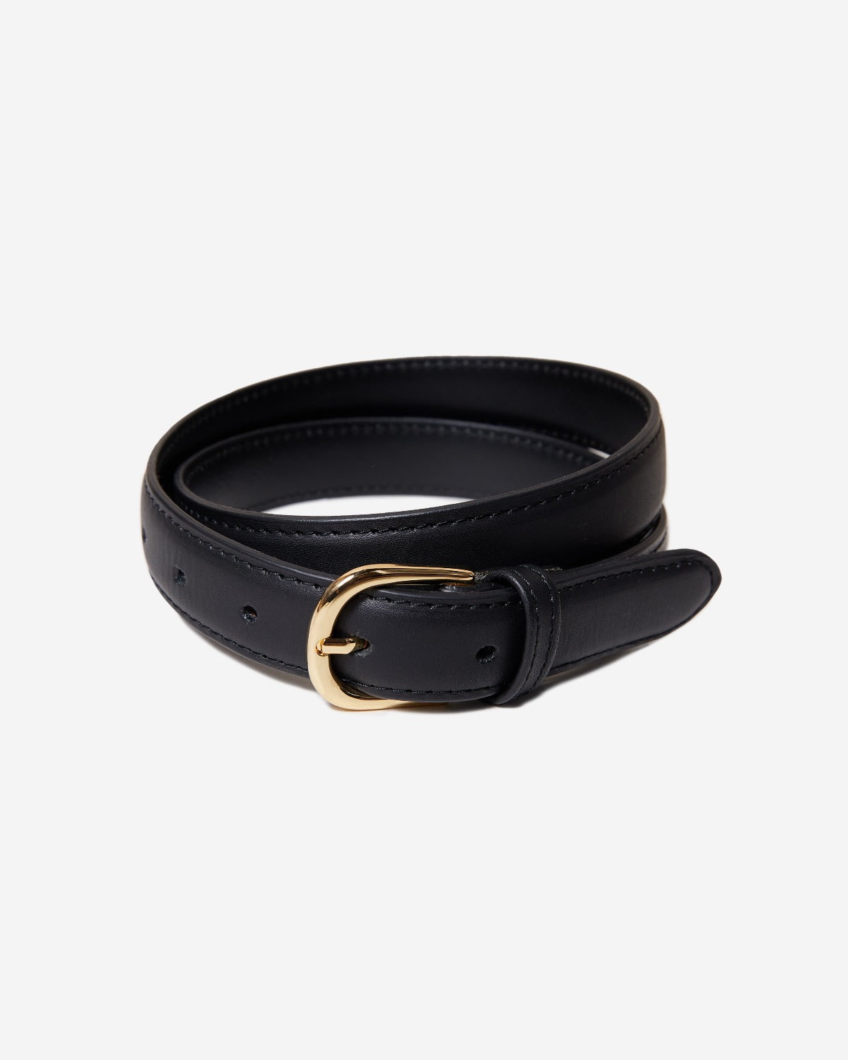 Slim Leather Belt - Black