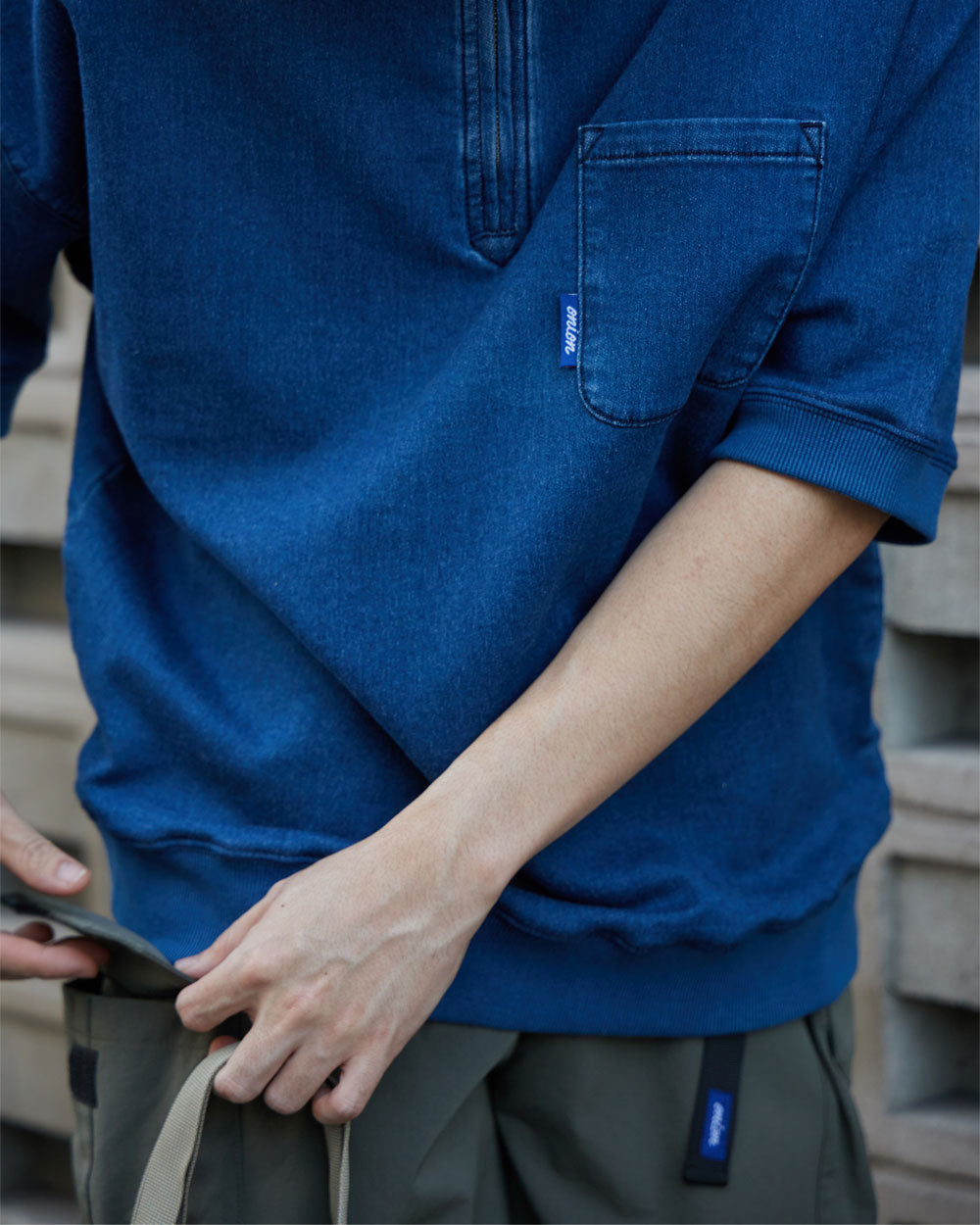 Sweat Denim Short Sleeve Shirt - Dark Navy