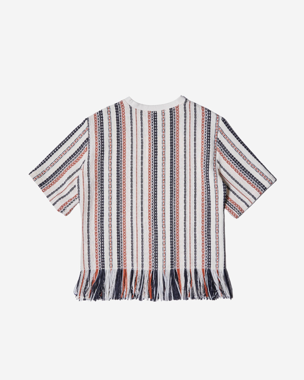 Oversized Frayed T-Shirt - Ethnic Stripes