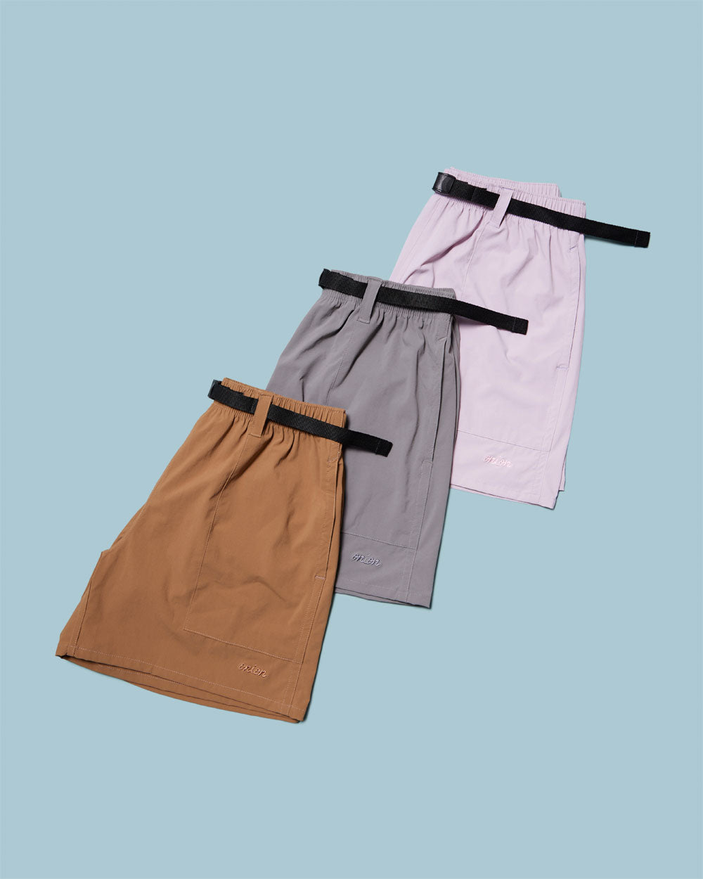 Nylon Belted Fatigue Shorts - Khaki