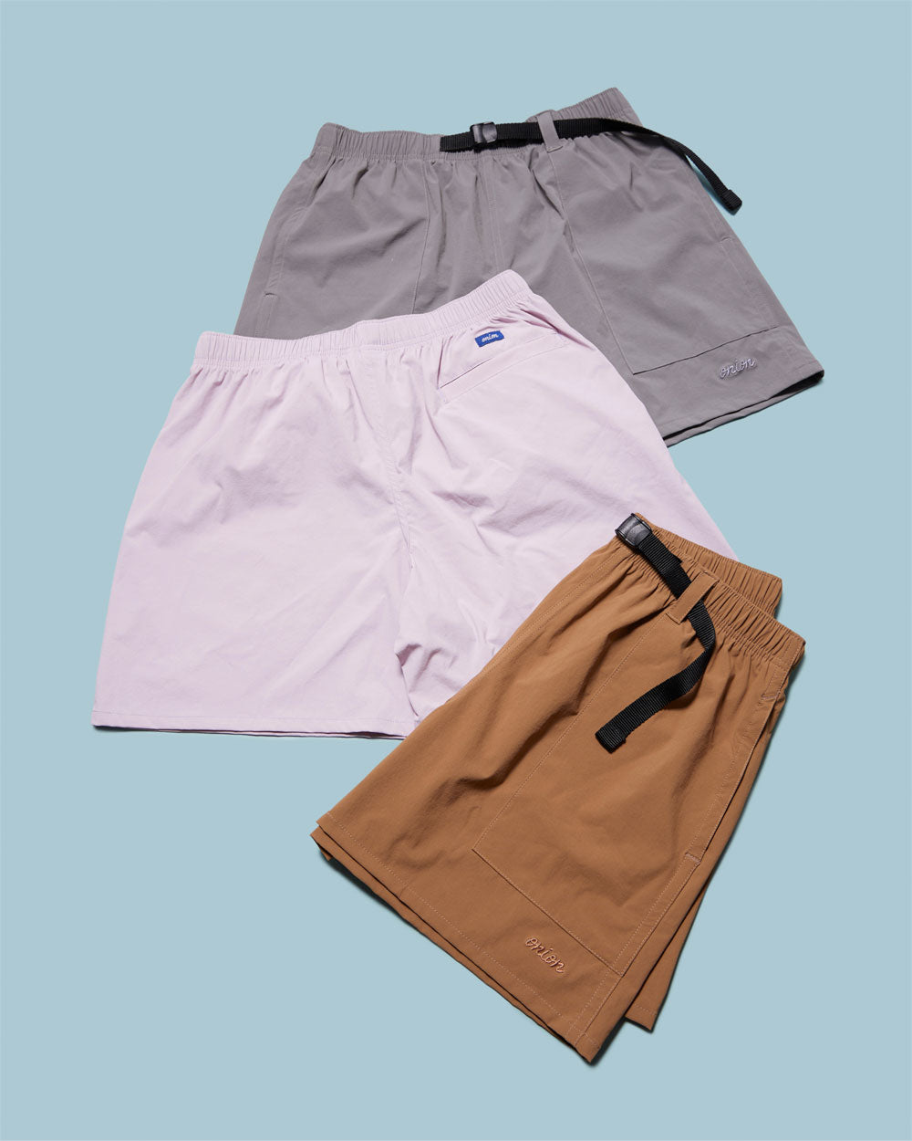 Nylon Belted Fatigue Shorts - Khaki