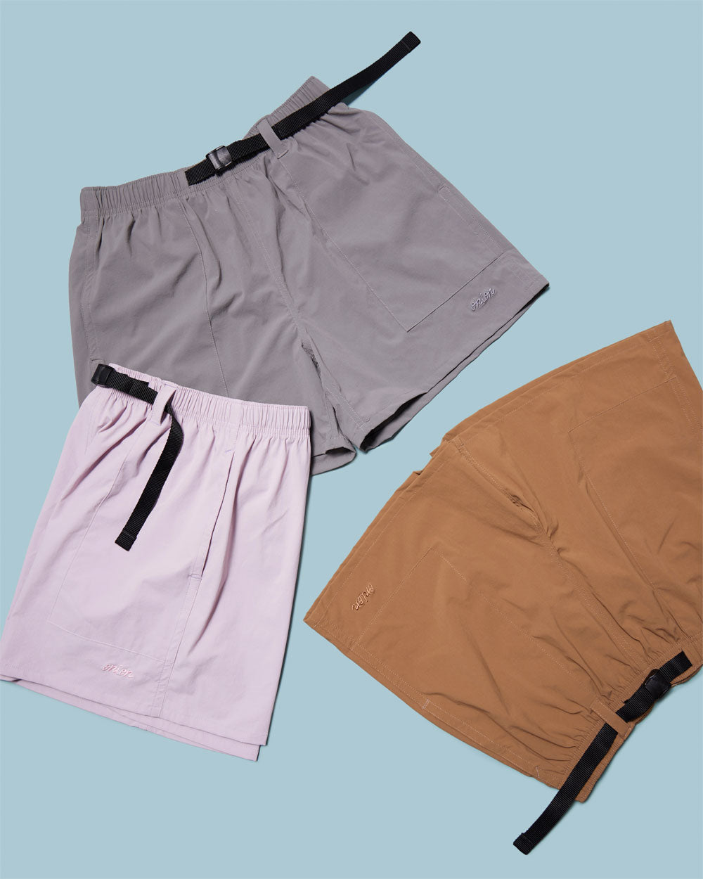 Nylon Belted Fatigue Shorts - Lilac