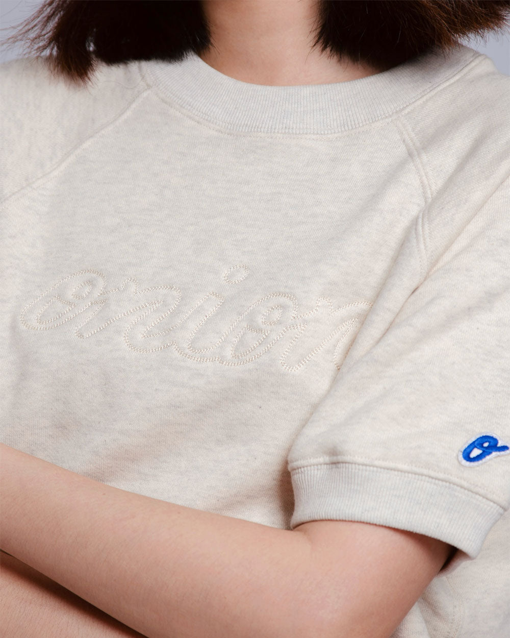 Short Sleeve Sweatshirt - Logo Chain Stitch - Oatmeal