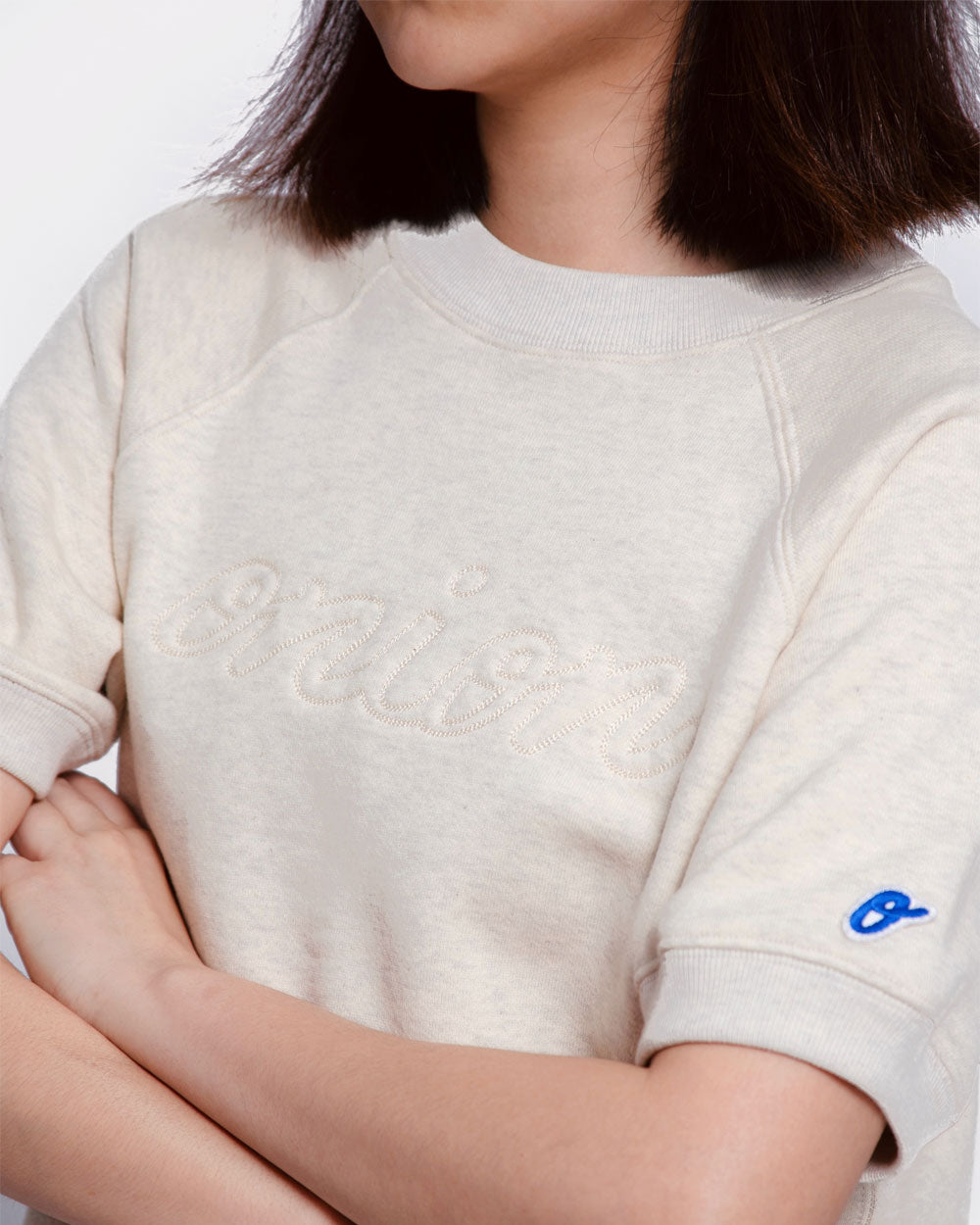 Short Sleeve Sweatshirt - Logo Chain Stitch - Oatmeal