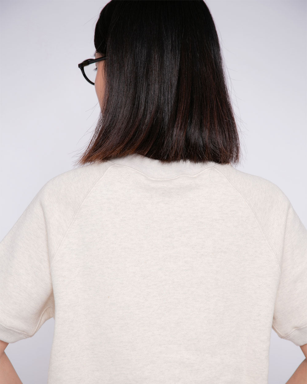 Short Sleeve Sweatshirt - Logo Chain Stitch - Oatmeal