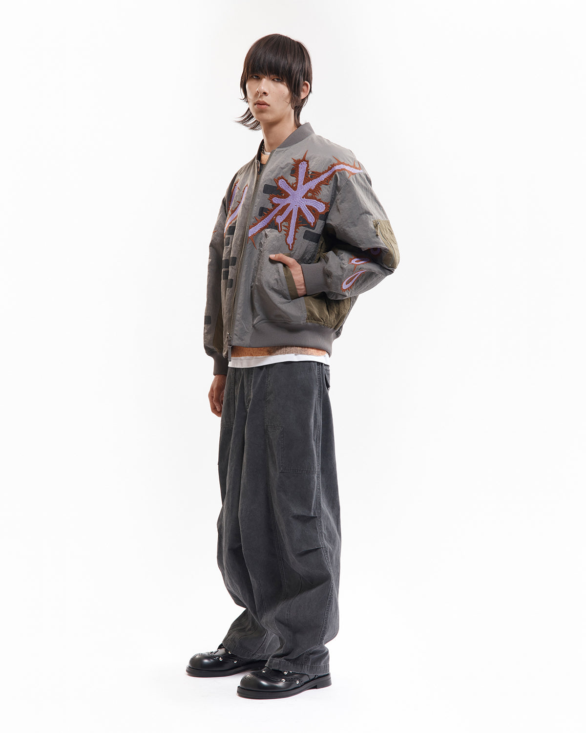 Adorned Reversible Bomber Jacket - Drabs