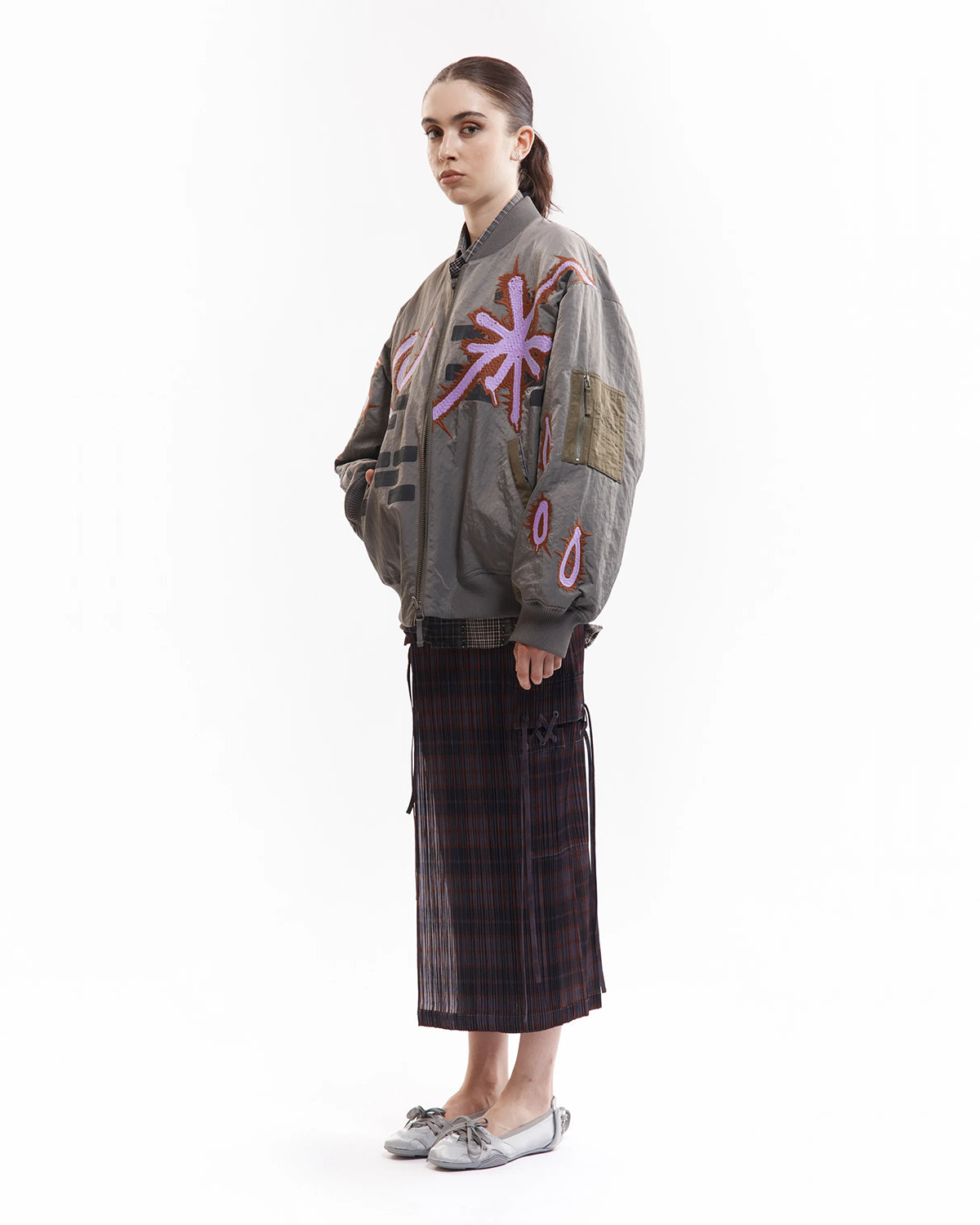 Adorned Reversible Bomber Jacket - Drabs