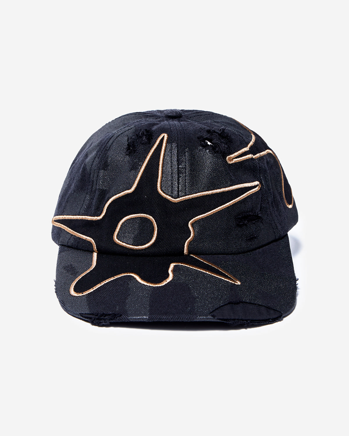 Distressed Urchin Tag Baseball Cap - Black Wash