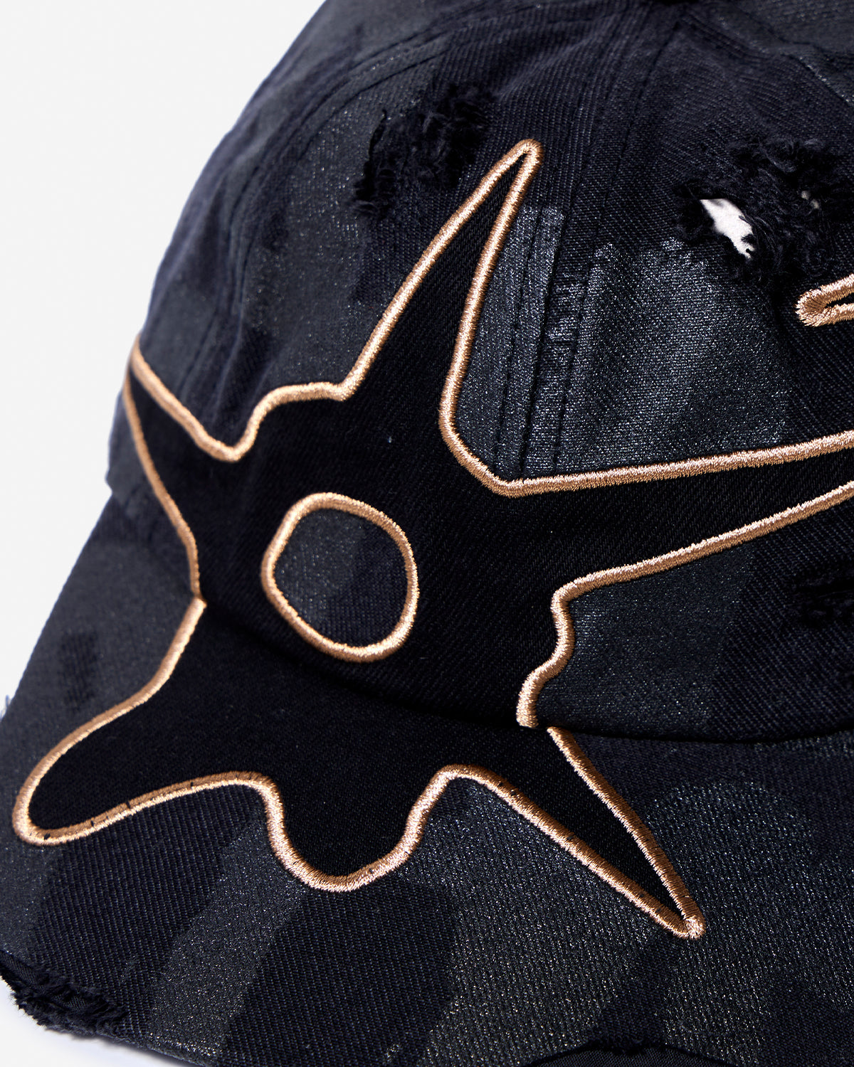 Distressed Urchin Tag Baseball Cap - Black Wash