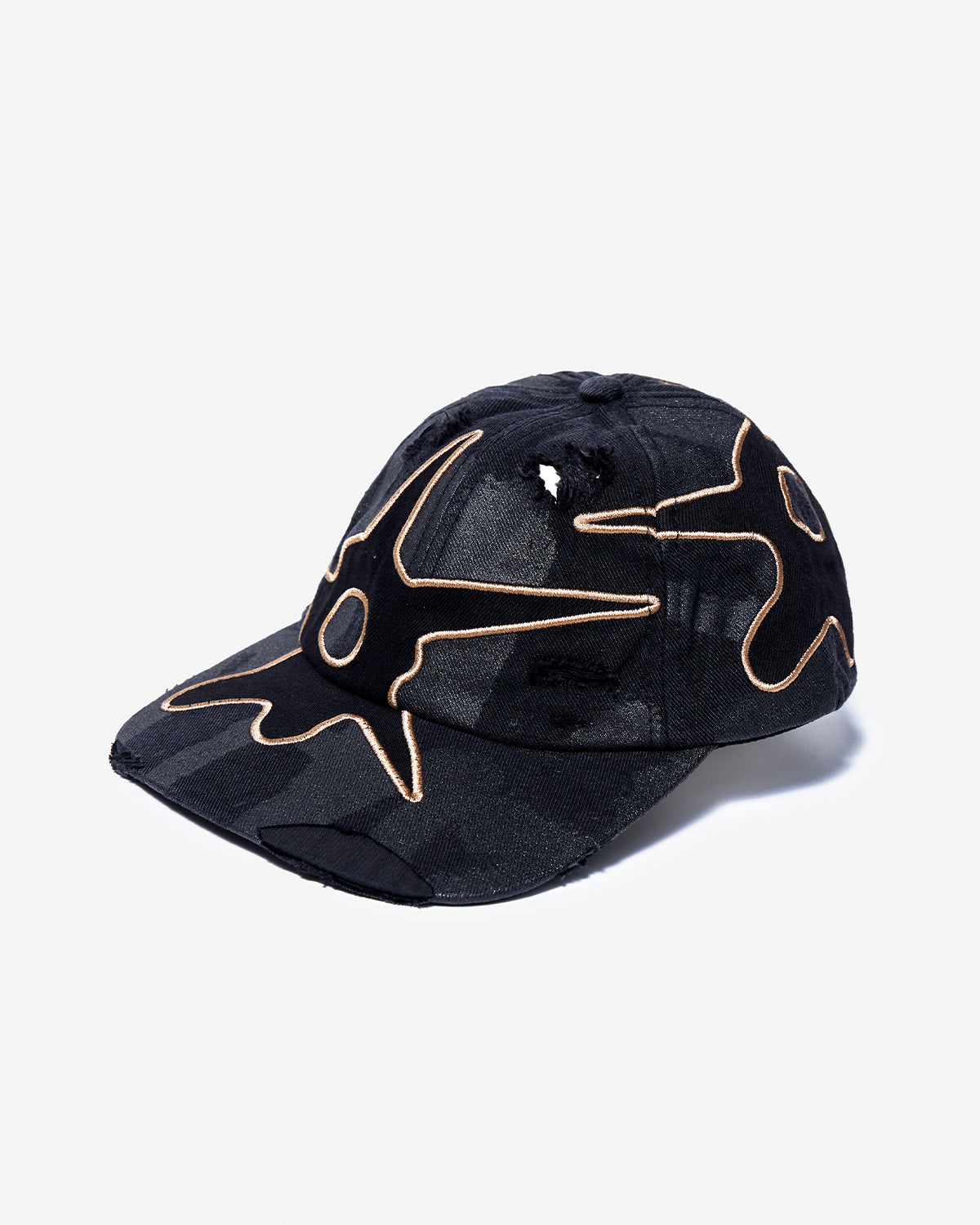 Distressed Urchin Tag Baseball Cap - Black Wash
