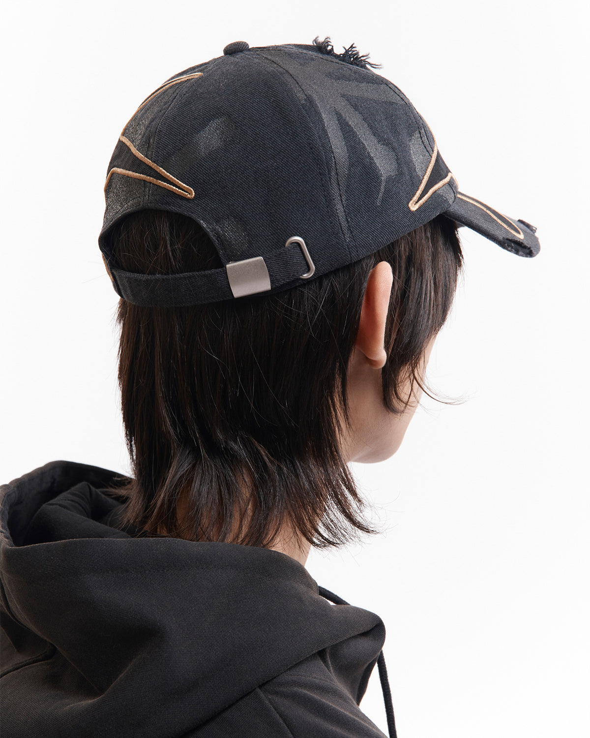 Distressed Urchin Tag Baseball Cap - Black Wash