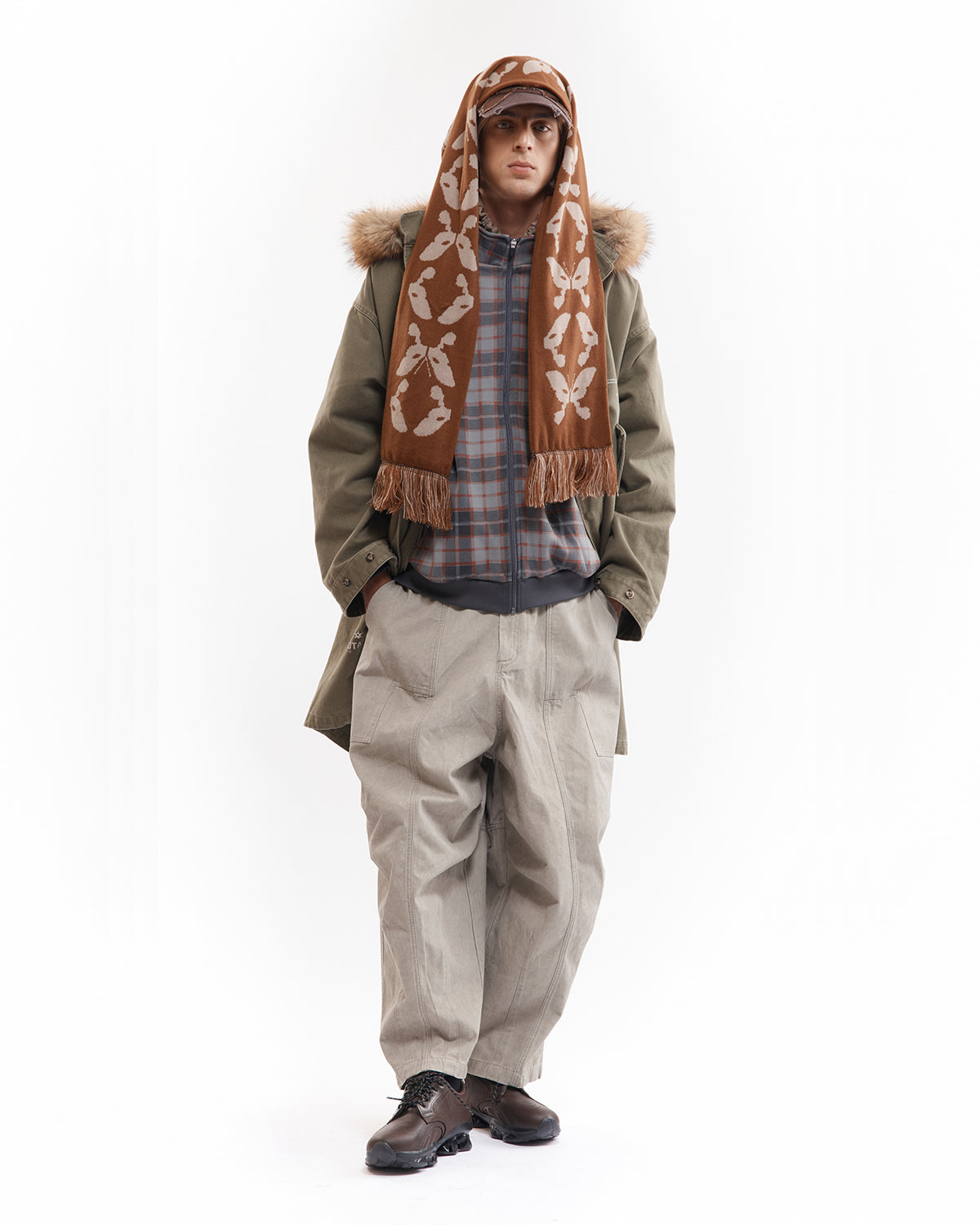 Kaleidoscope Bonnet Scarf - Brown