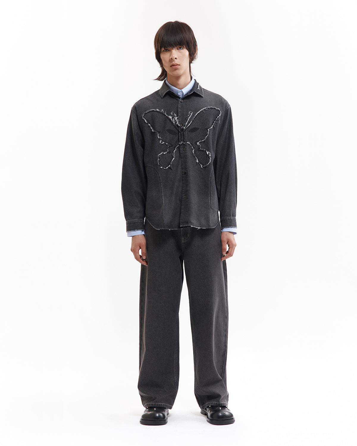 Moments In Love Overshirt - Black Chambray