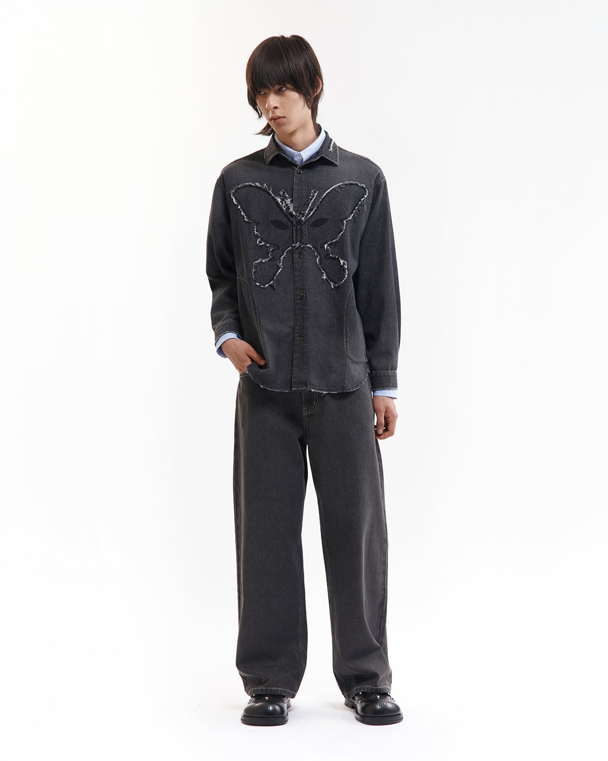 Moments In Love Overshirt - Black Chambray