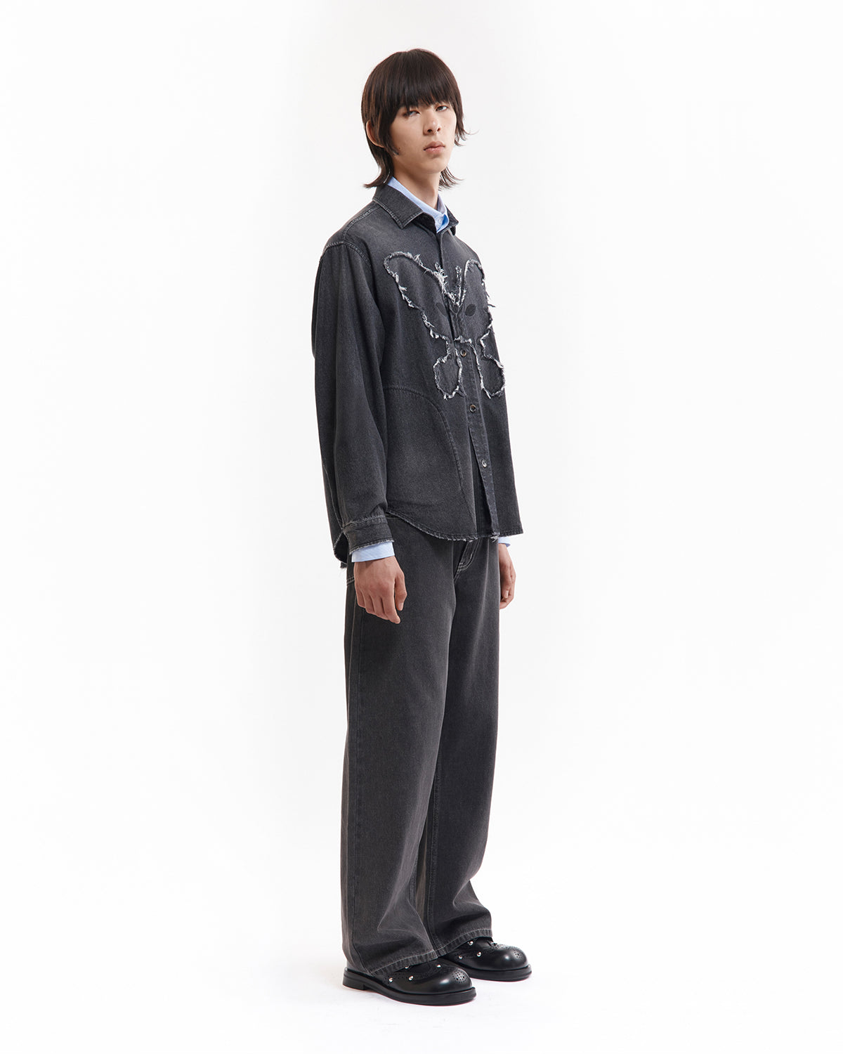 Moments In Love Overshirt - Black Chambray