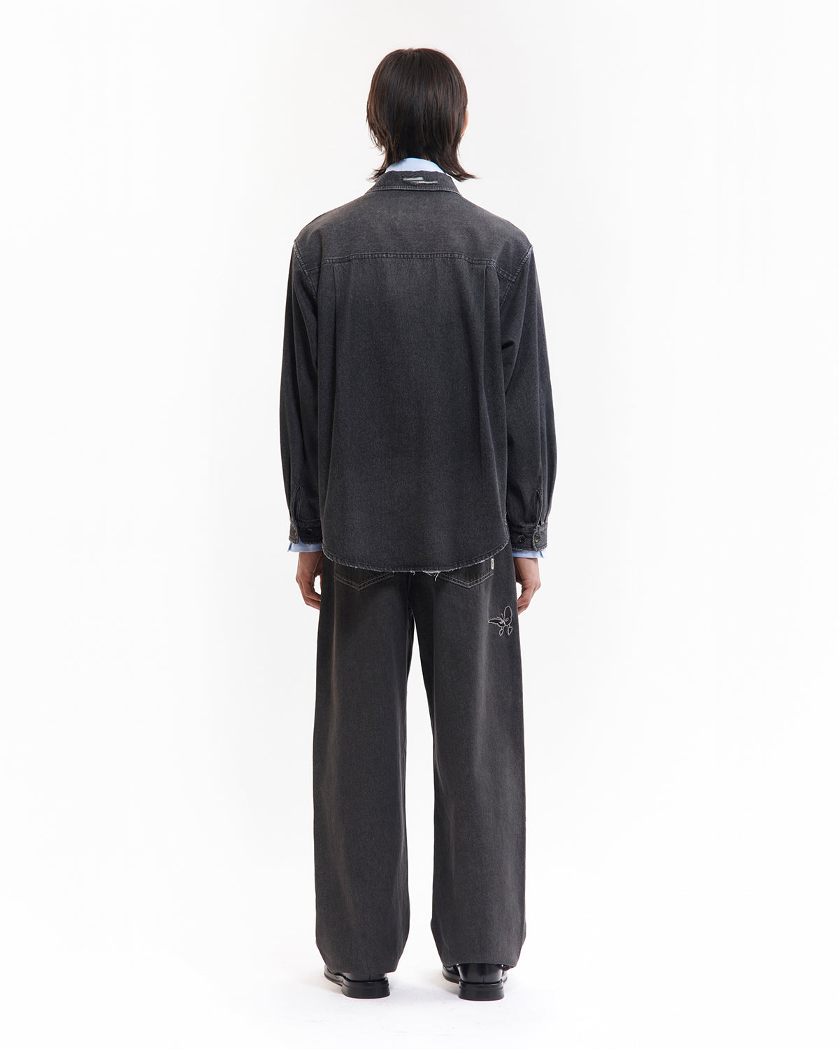 Moments In Love Overshirt - Black Chambray