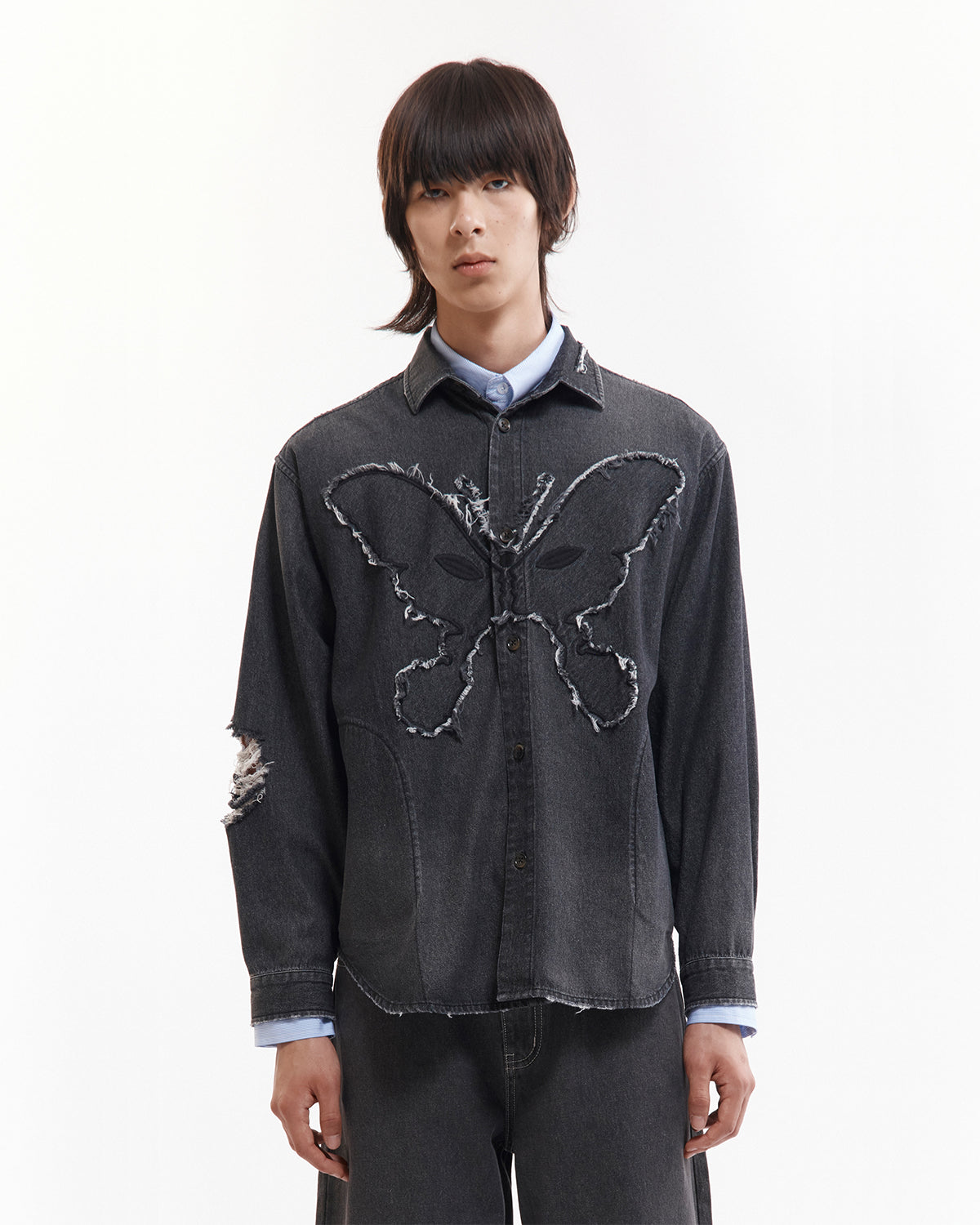 Moments In Love Overshirt - Black Chambray