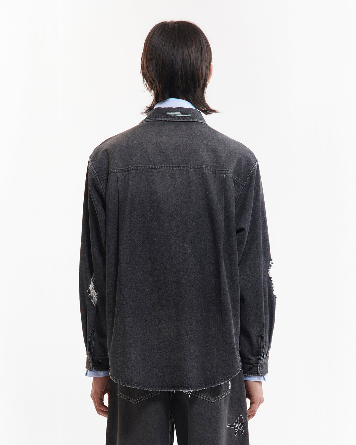 Moments In Love Overshirt - Black Chambray