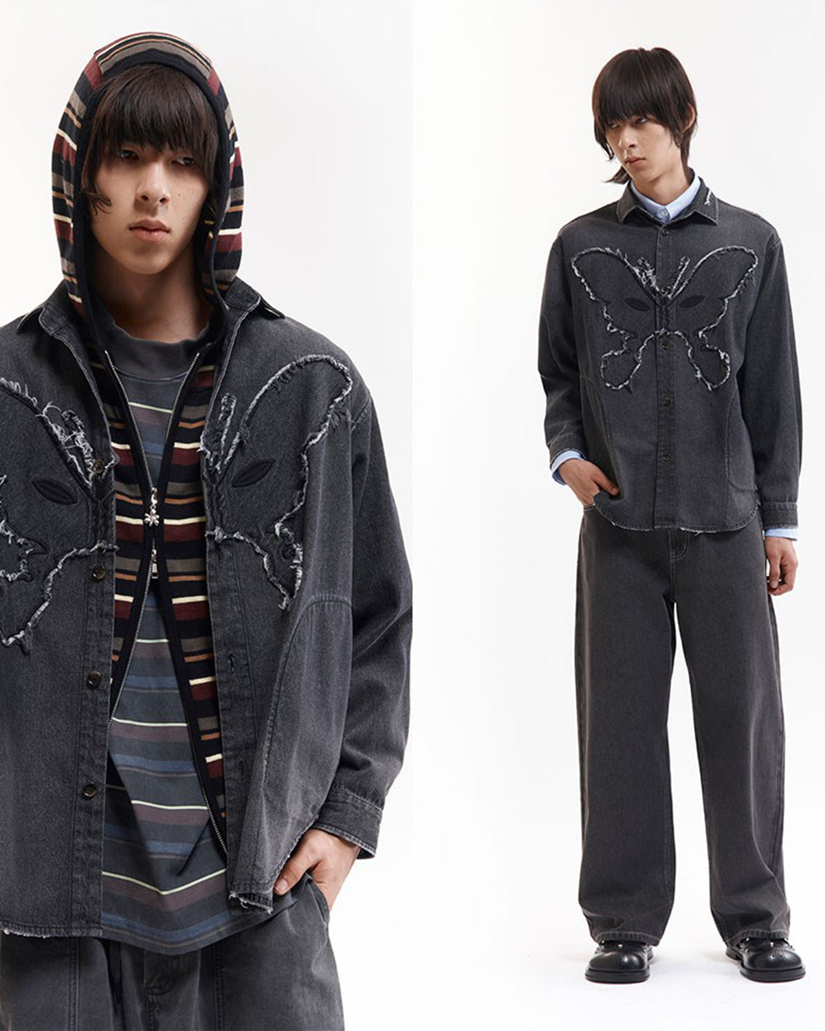 Moments In Love Overshirt - Black Chambray