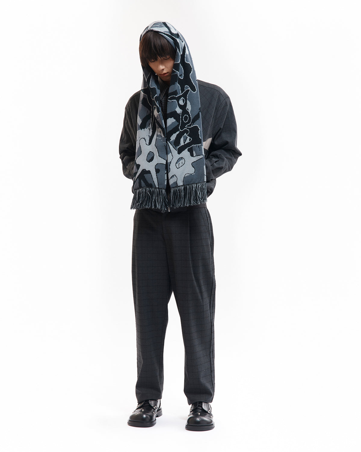 Multi Shot Urchin Bonnet Scarf - Greys